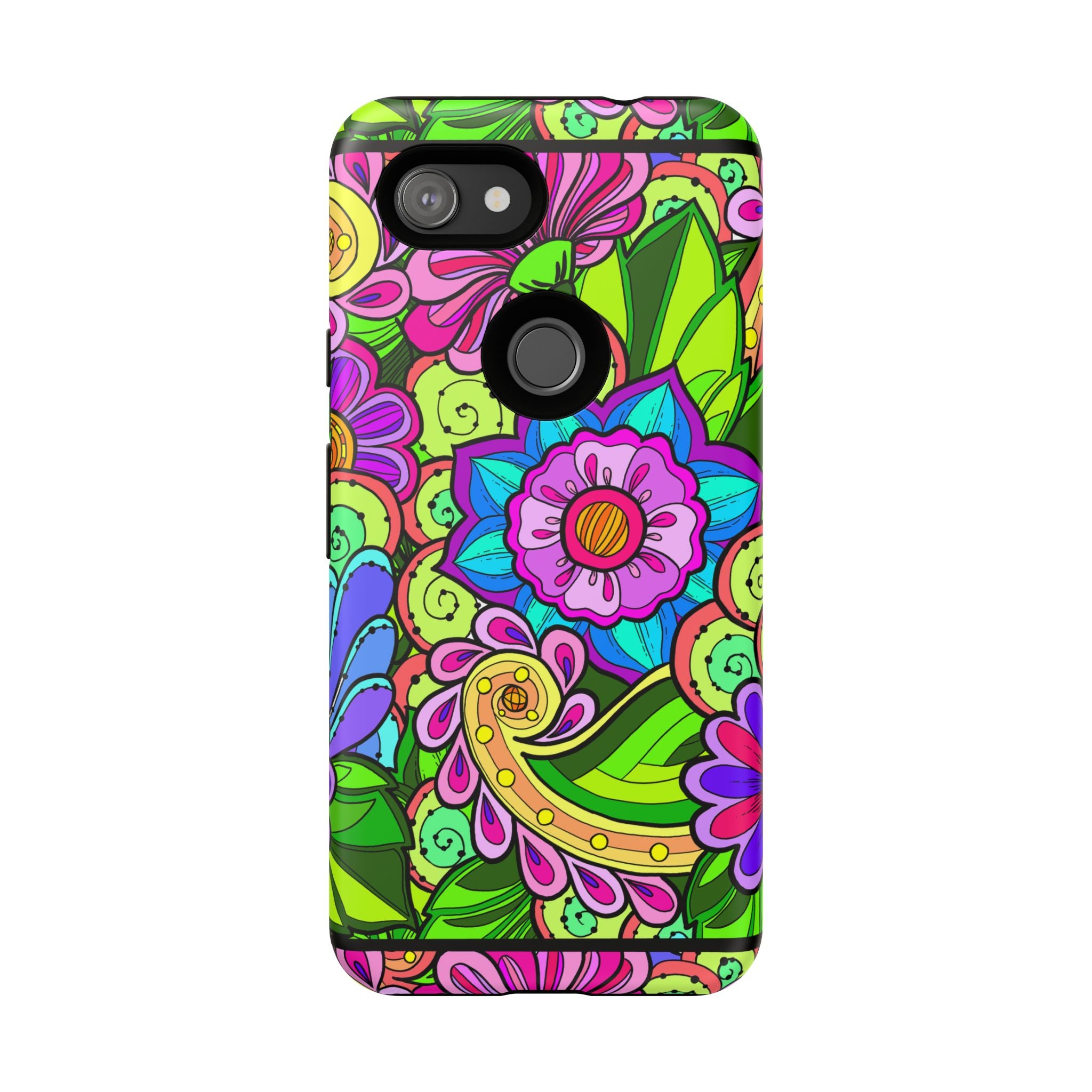 Floral Fantasy iPhone and Google Pixel Case in Bright Green Palette