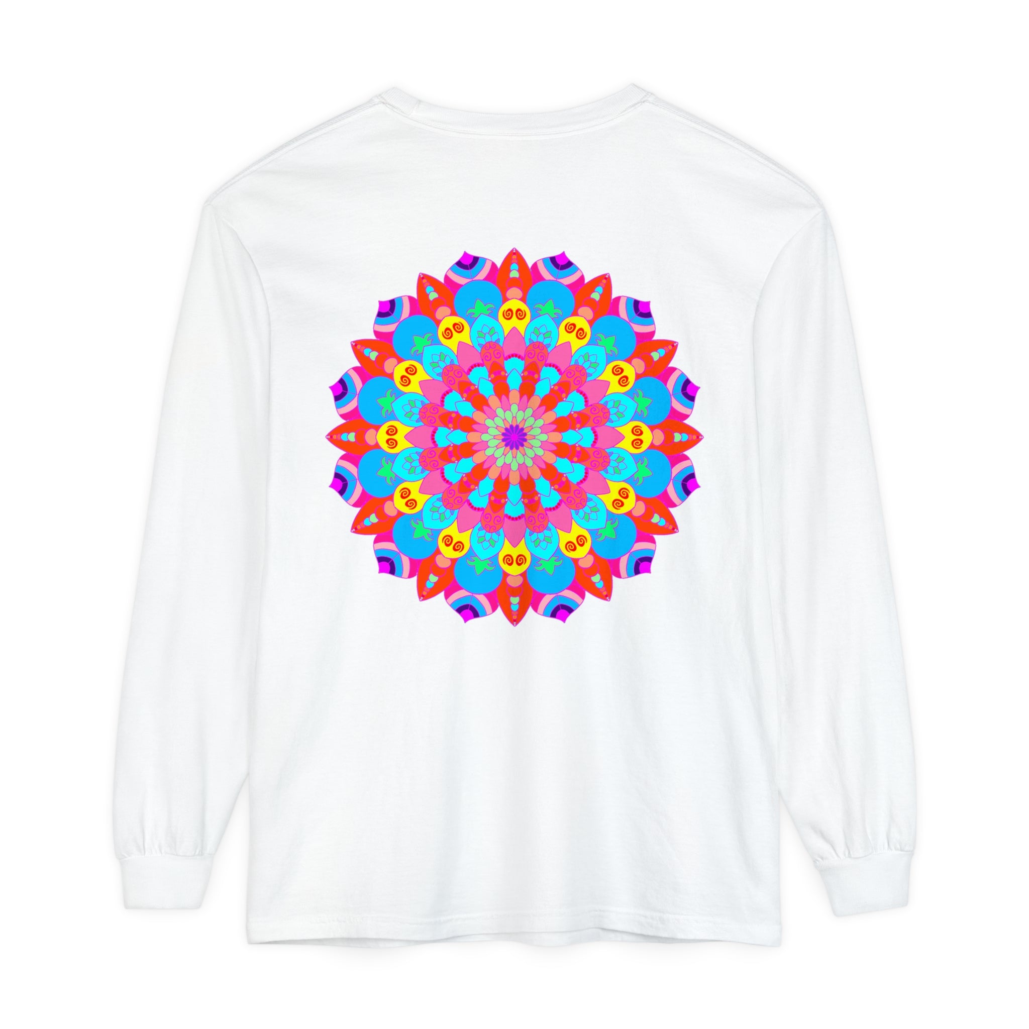 Colorful Mandala Unisex Long Sleeve T-Shirt featuring intricate and vibrant mandala design