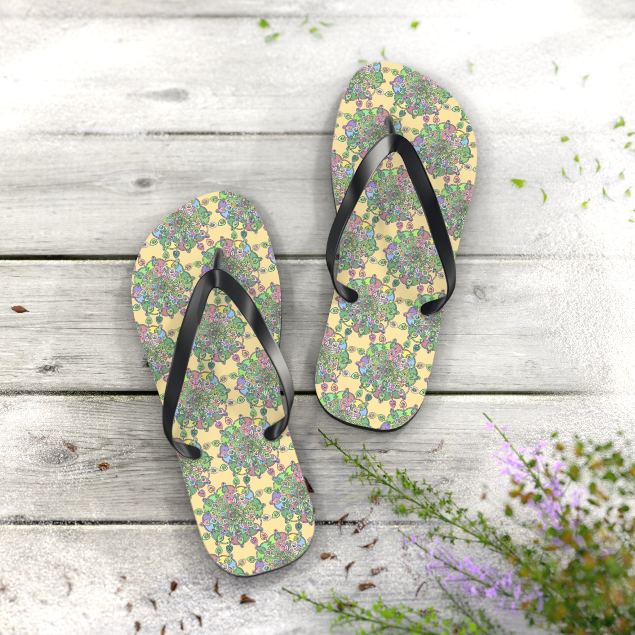 Colorful Floral Flip Flops, Summer Beach Footwear, Casual Sandals, Gift for Vacation, Boho Style