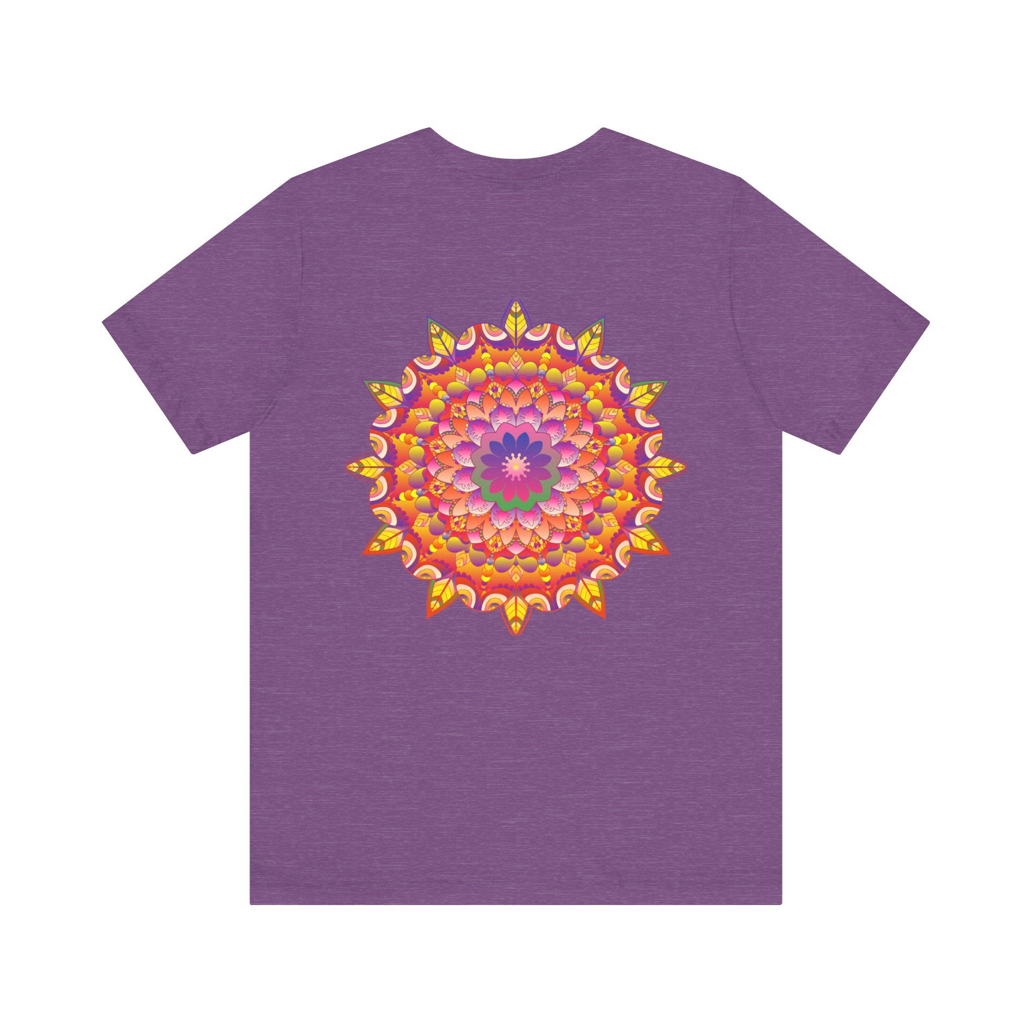 Vibrant mandala t-shirt with intricate spiritual design representing peace and harmony, perfect for those seeking inner balance and tranquility