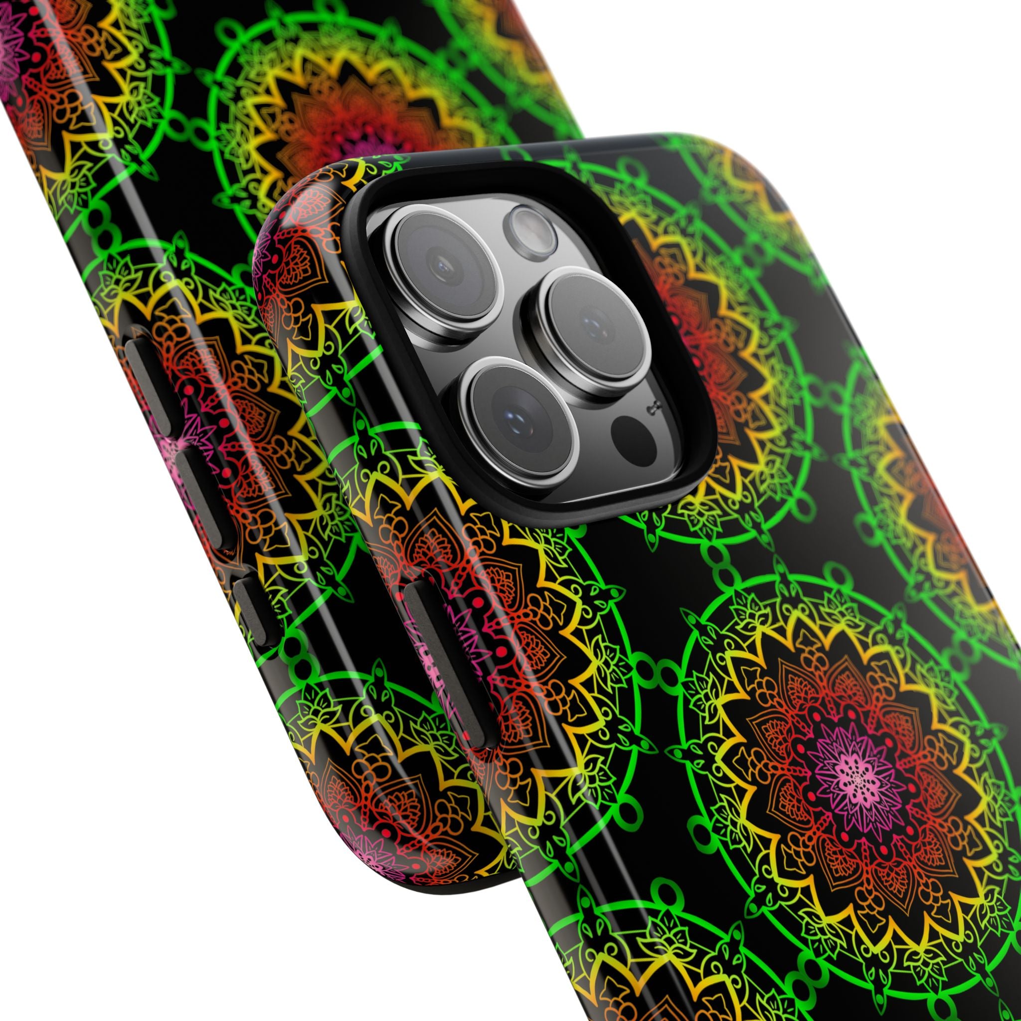 Custodia per telefono con mandala artistica, motivi audaci e stile moderno