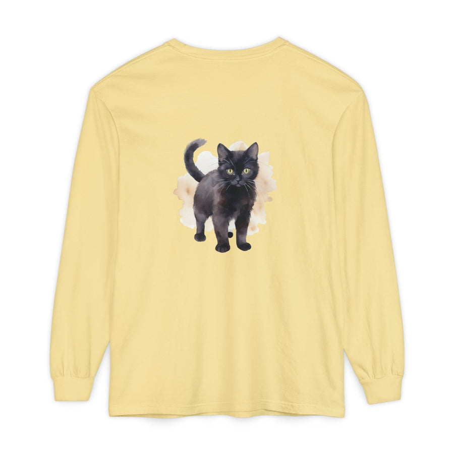 Full Sleeve Tee | Black Cat Watercolor - Unisex
