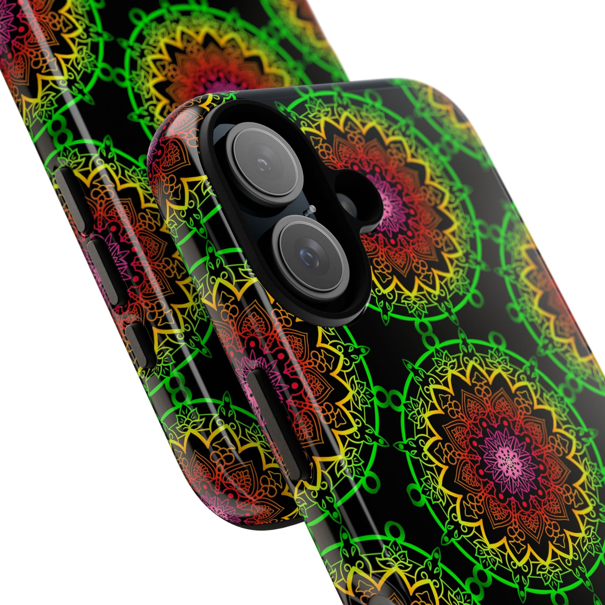 Custodia per telefono con mandala artistica, motivi audaci e stile moderno