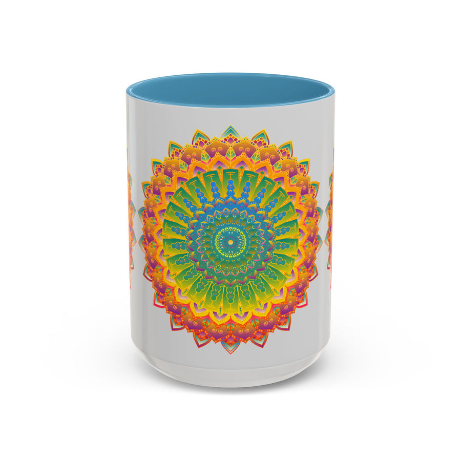 Artistic mandala design on a high-quality, vibrant coffee mug