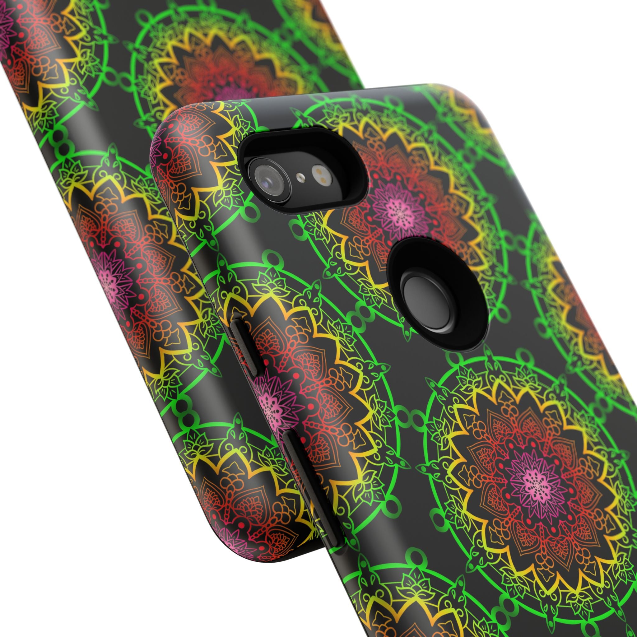 Custodia per telefono con mandala artistica, motivi audaci e stile moderno