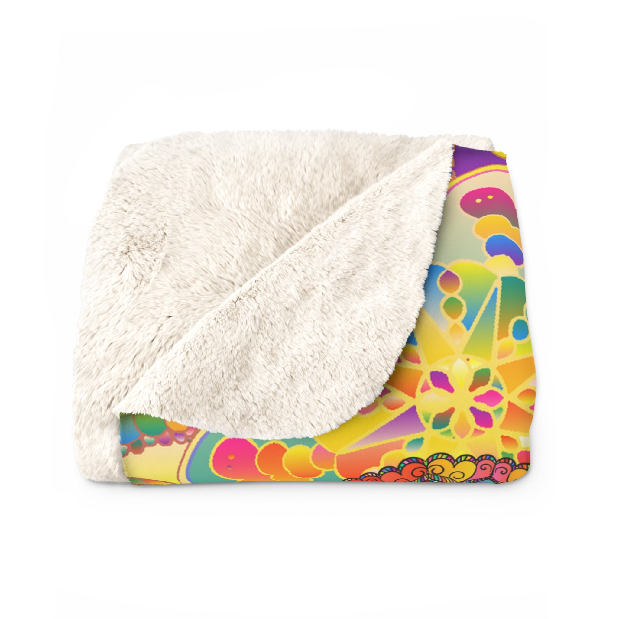 Psychedelic Floral Mandala Sherpa Blanket