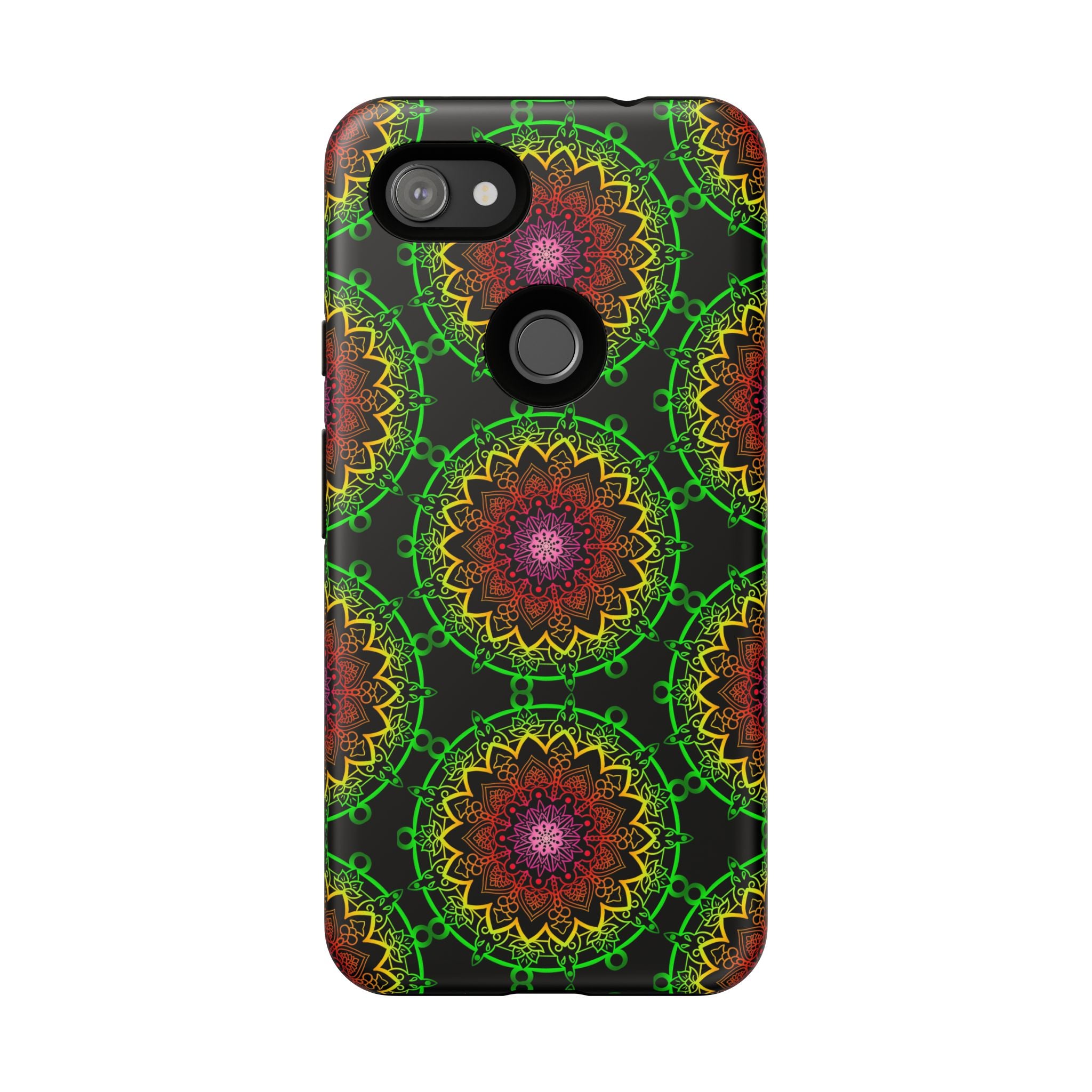 Custodia per telefono con mandala artistica, motivi audaci e stile moderno