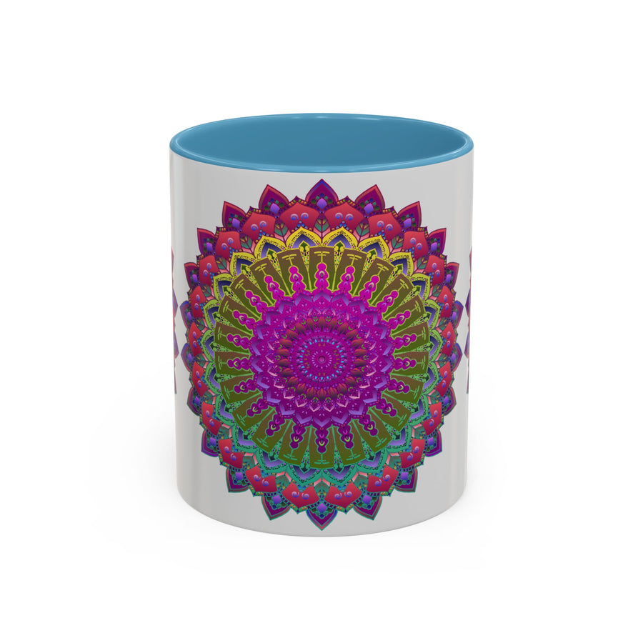 Colorful and detailed mandala art printed on a durable ceramic mug