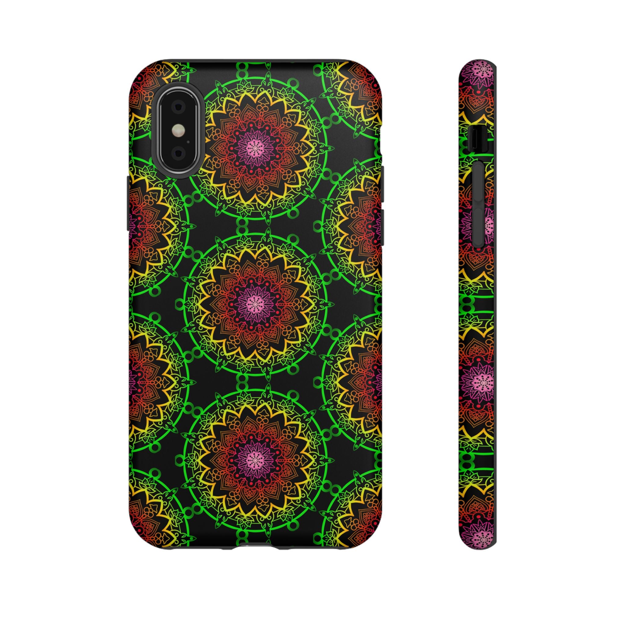 Custodia per telefono con mandala artistica, motivi audaci e stile moderno