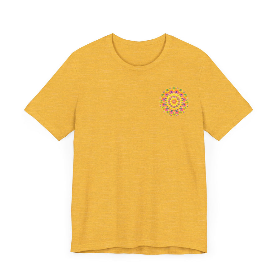 Colorful and intricate mandala design featuring vibrant shades of blue, green, and purple, creating a sense of peace and harmony on a soft tee