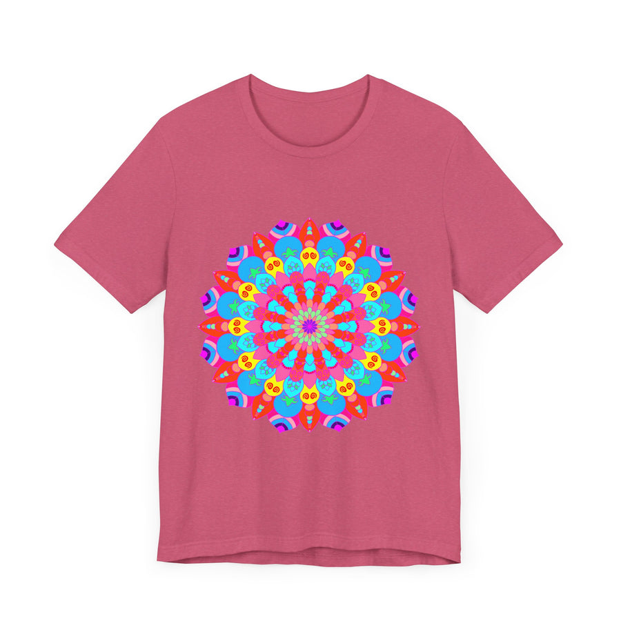 Colorful mandala t-shirt featuring vibrant psychedelic art and intricate designs