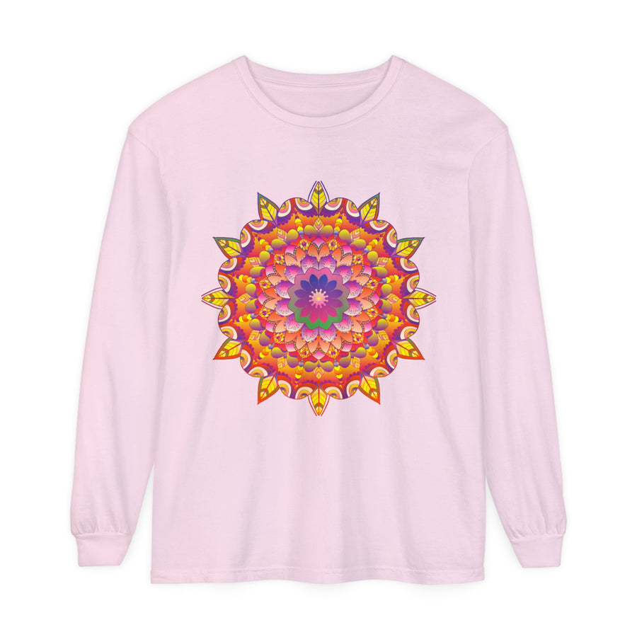 Colorful and intricate mandala design long sleeve unisex t-shirt for all genders