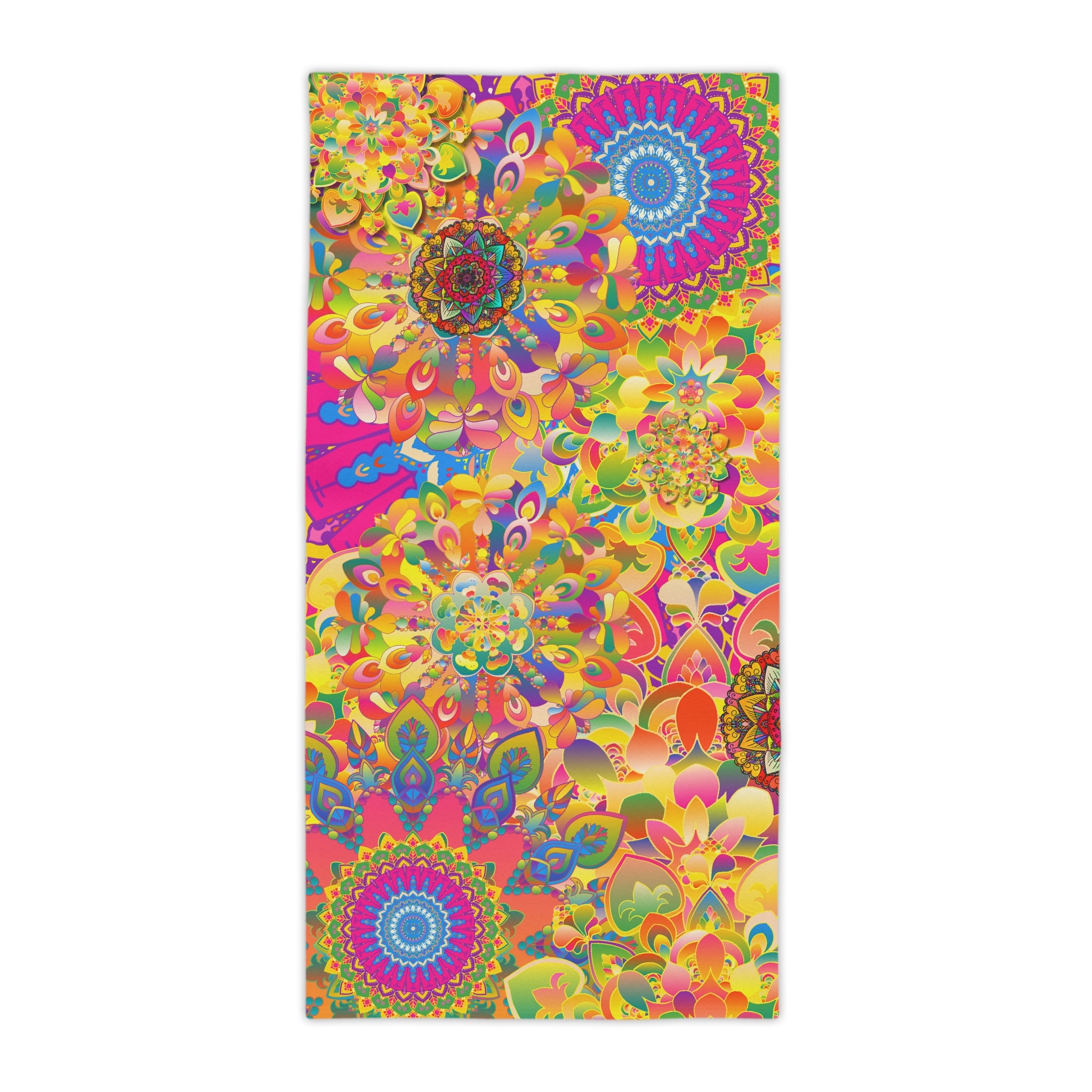 Psychedelic Floral Mandala Beach Towel