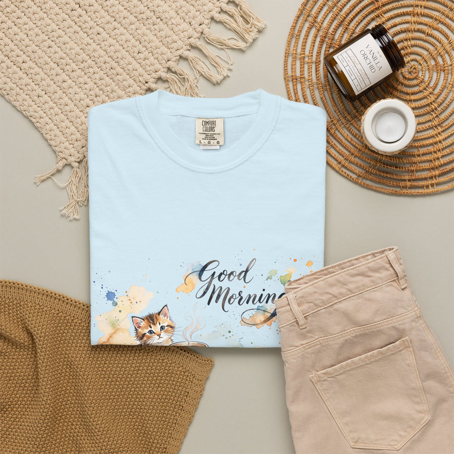 Good Morning Cat T-Shirt | Ultra-Soft Cotton Graphic Tee