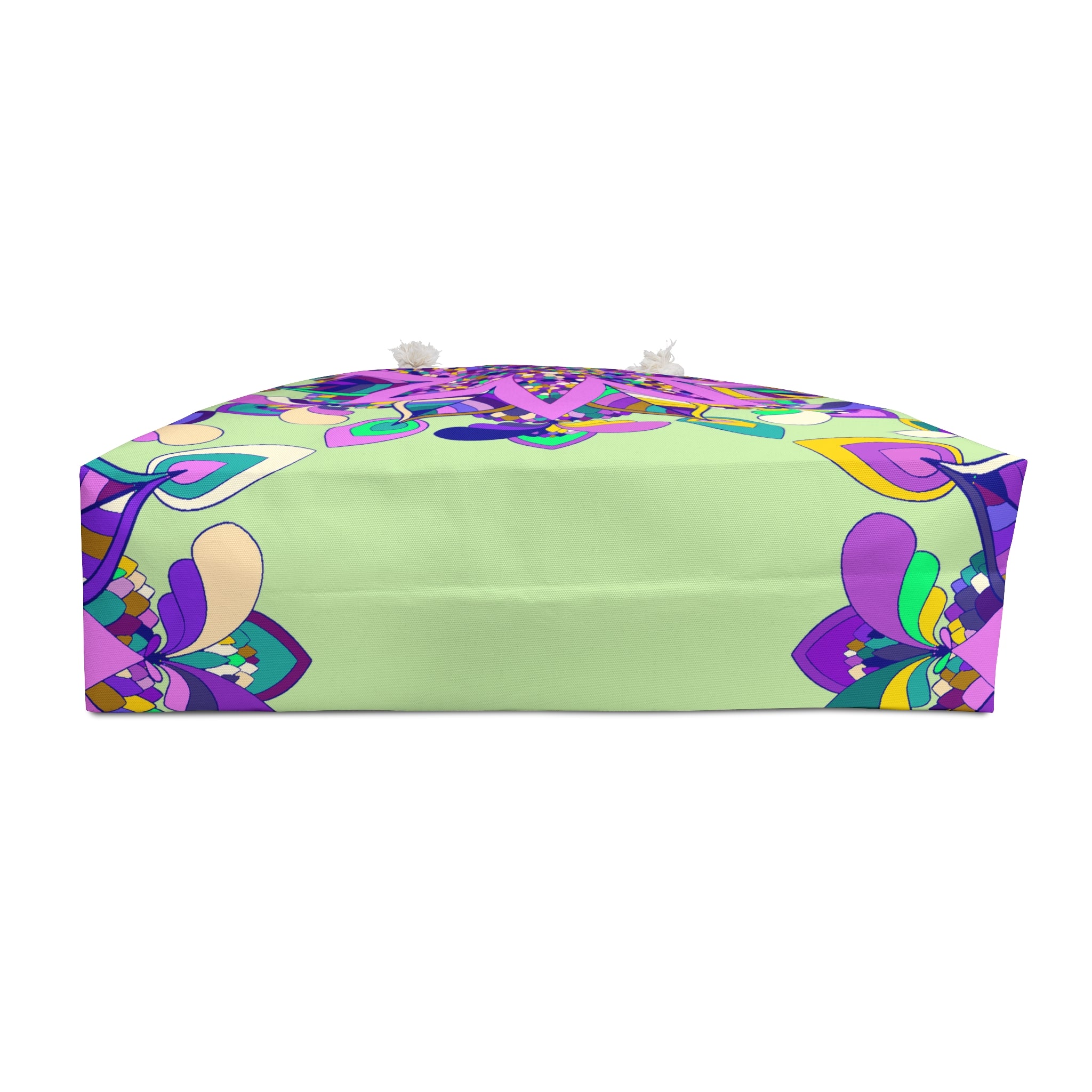 Wochenendtasche im Blumenstil in sanften Grün- und Lilatönen