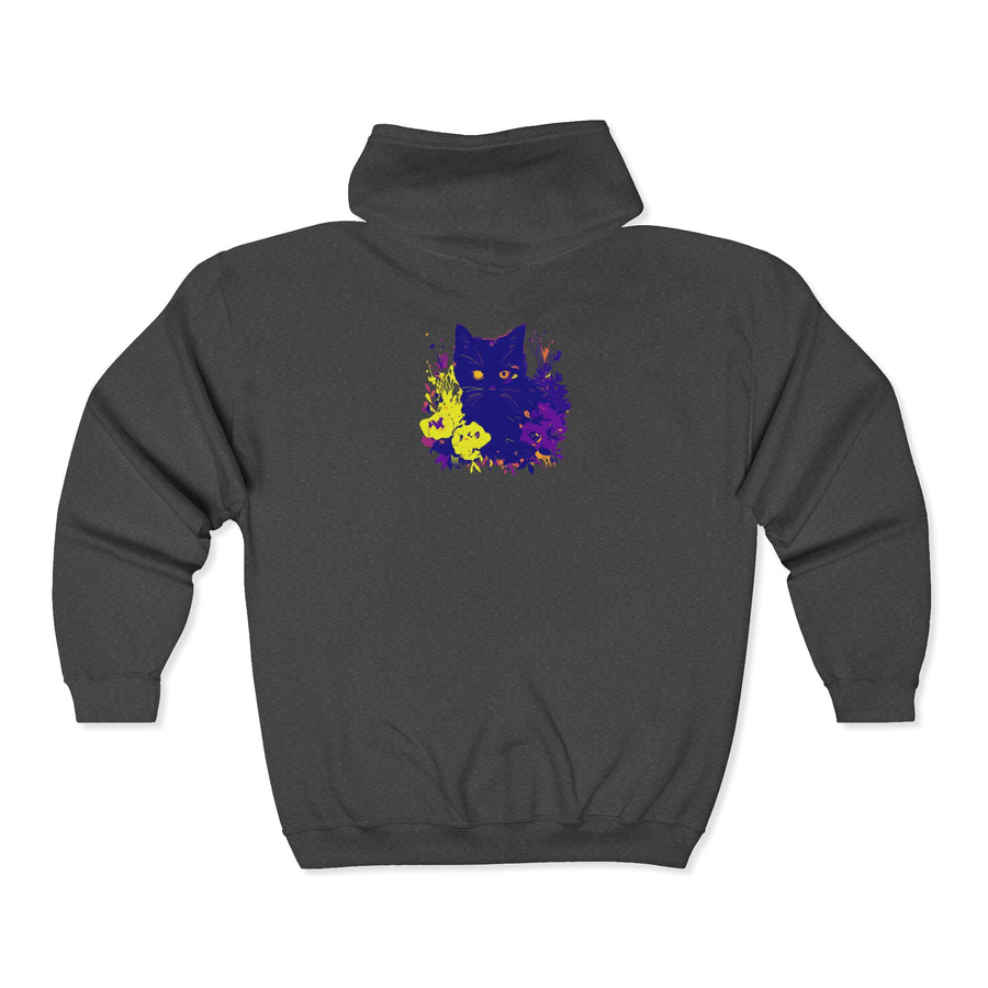 Black Cat Watercolor Hoodie - Mystical Pet Design