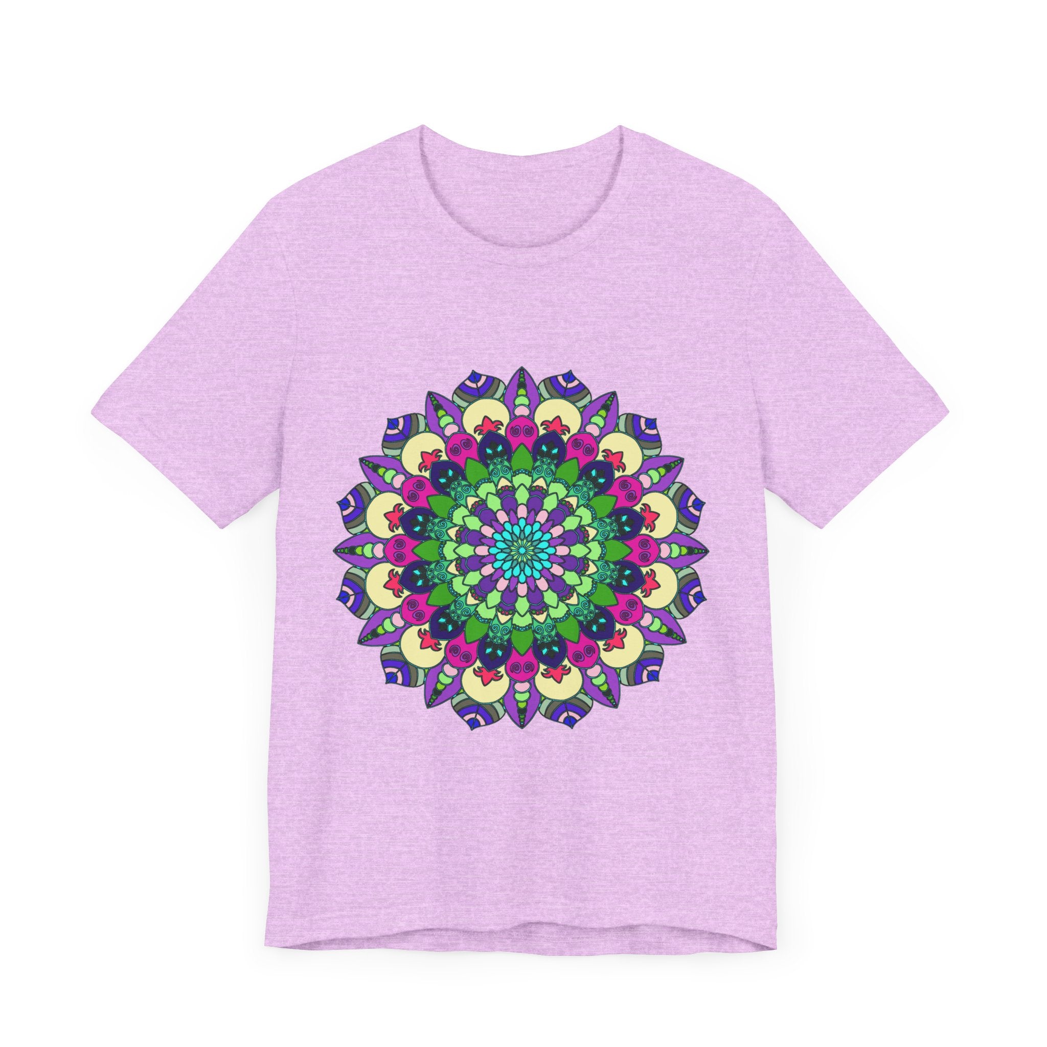 Vibrant Mandala Tee showcasing a colorful and intricate design on a high-quality cotton t-shirt, perfect for adding a pop of color to your wardrobe