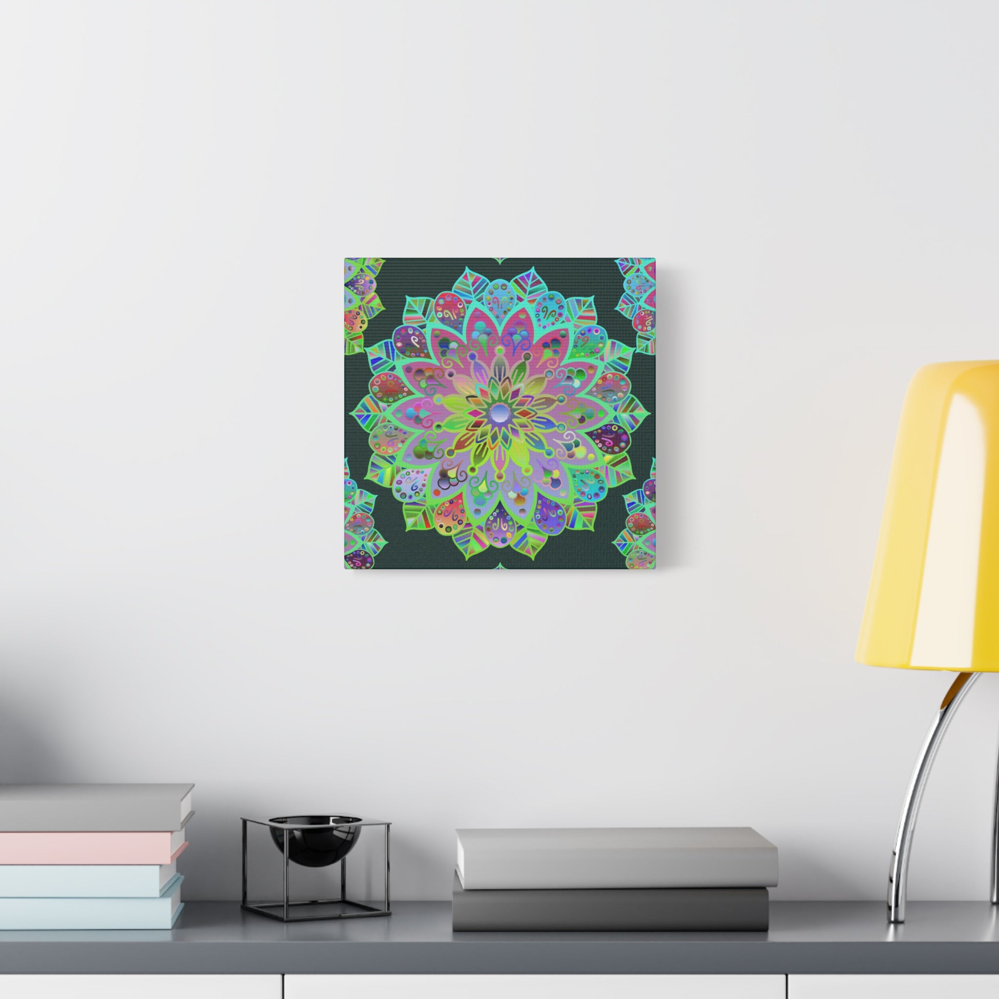 Vibrant Mandala Matte Canvas Wall Art — Colorful Floral Boho Stretched Print