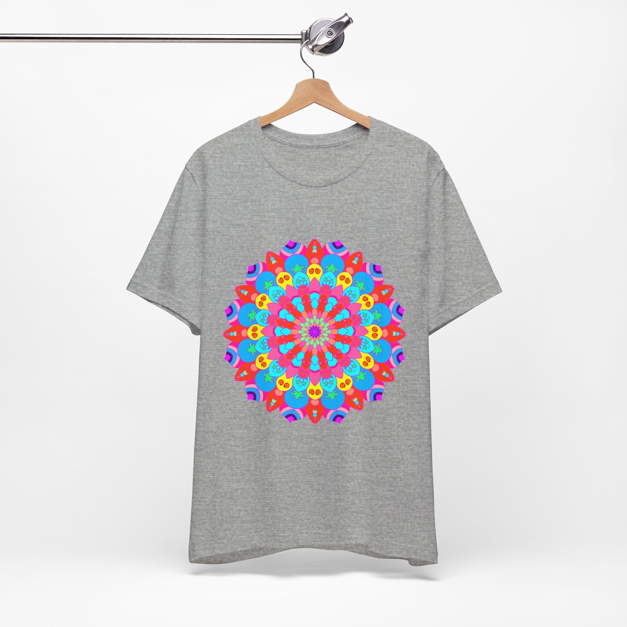 Vibrant and intricate mandala design t-shirt featuring psychedelic art and colorful patterns