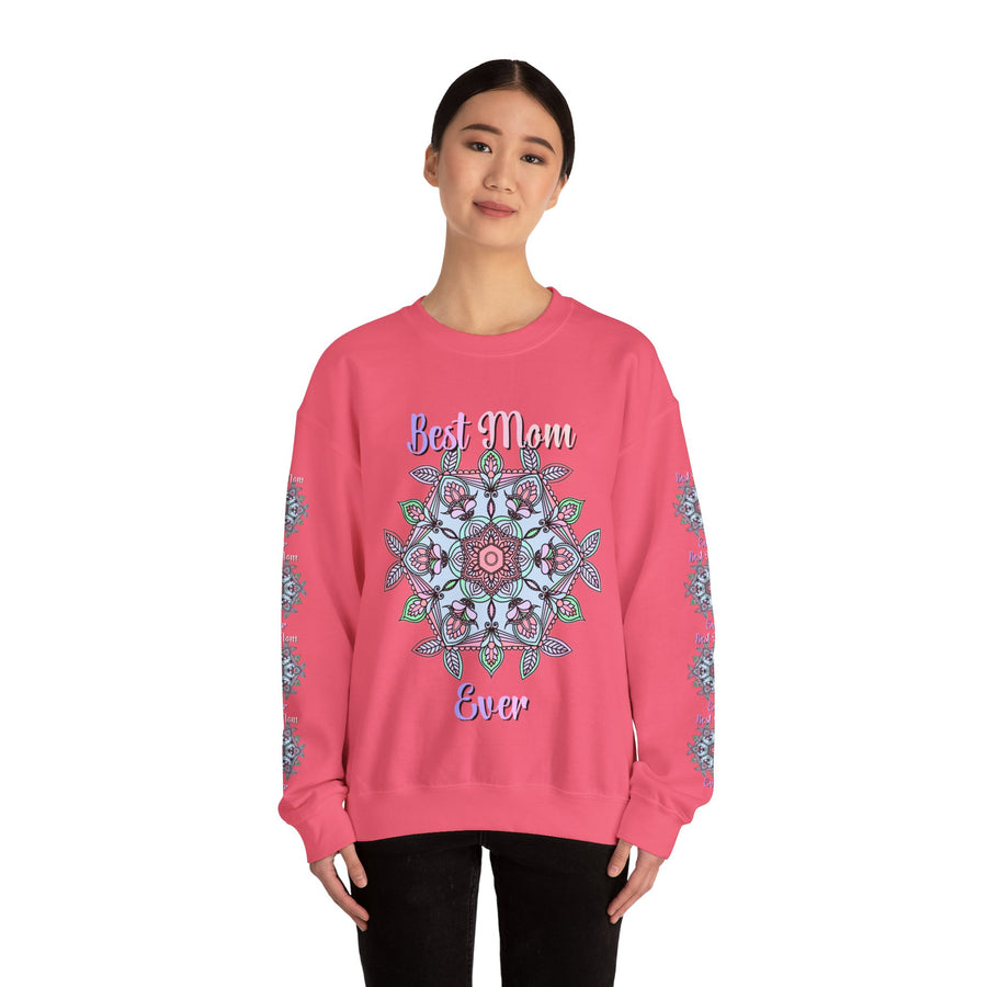 Mandala Art Crewneck Sweatshirt Celebrating Moms in Soft Hues
