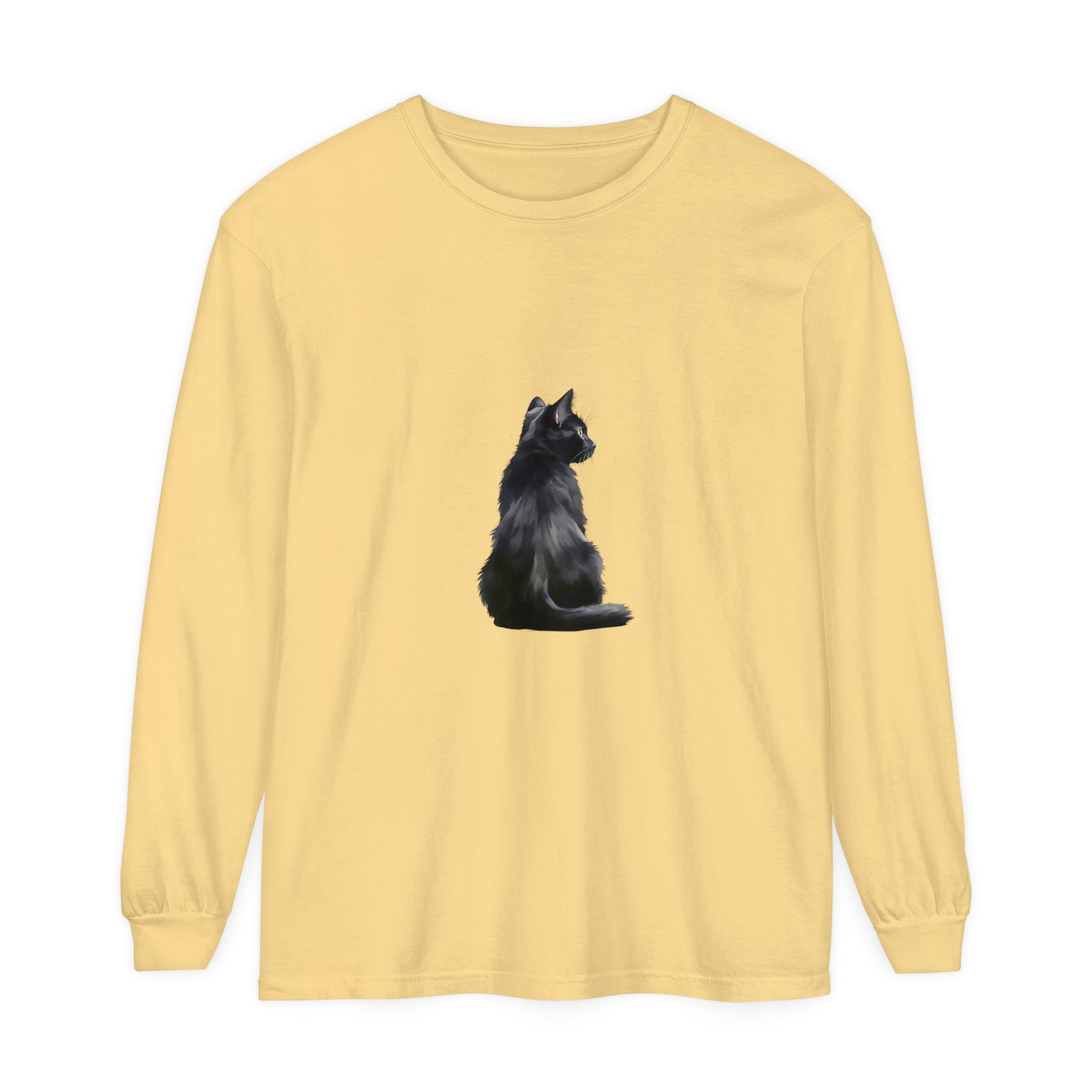 Black Cat Mystique Long Sleeve T-Shirt with intricate feline design