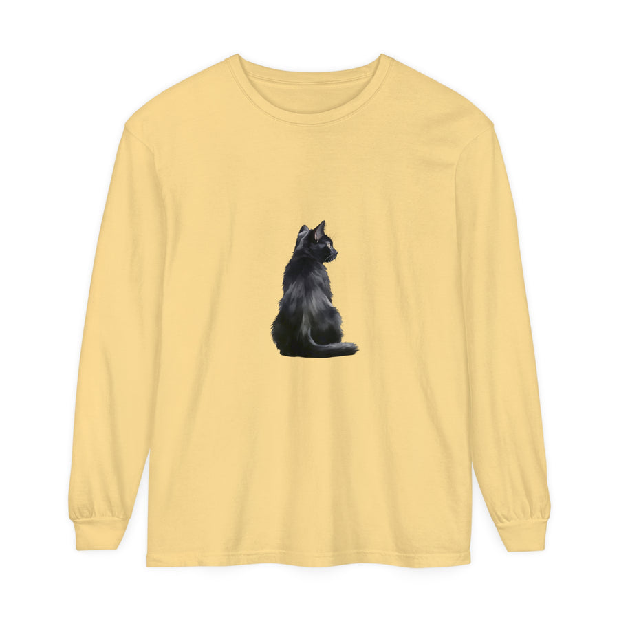 Black Cat Mystique Long Sleeve T-Shirt with intricate feline design