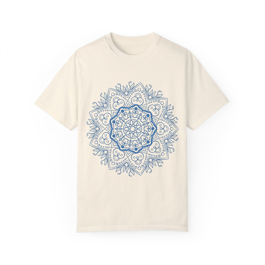 Handmade Mandala Art Tshirt - Unisex Garment-Dyed Tee with intricate and colorful design on high-quality fabric