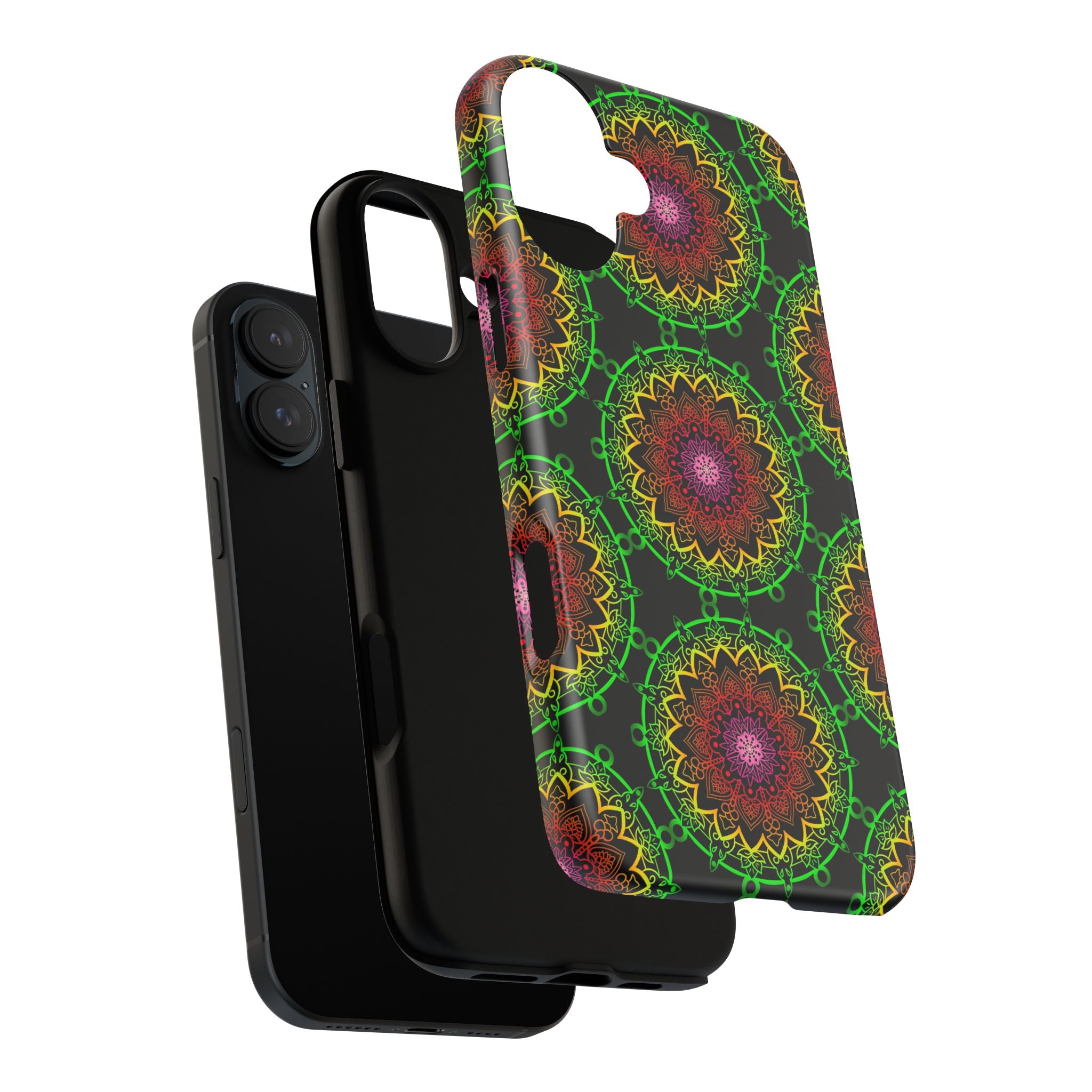 Custodia per telefono con mandala artistica, motivi audaci e stile moderno