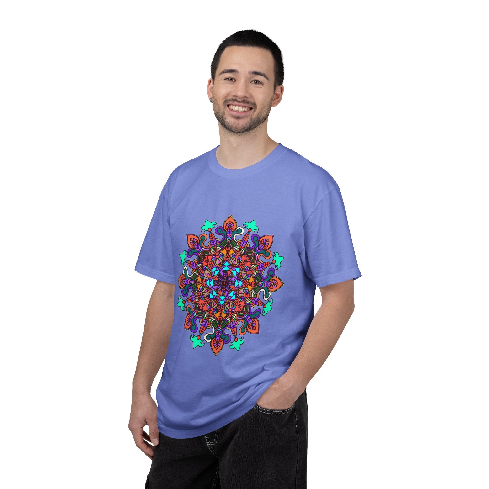 T-shirt con disegno mandala fatto a mano - 100% cotone