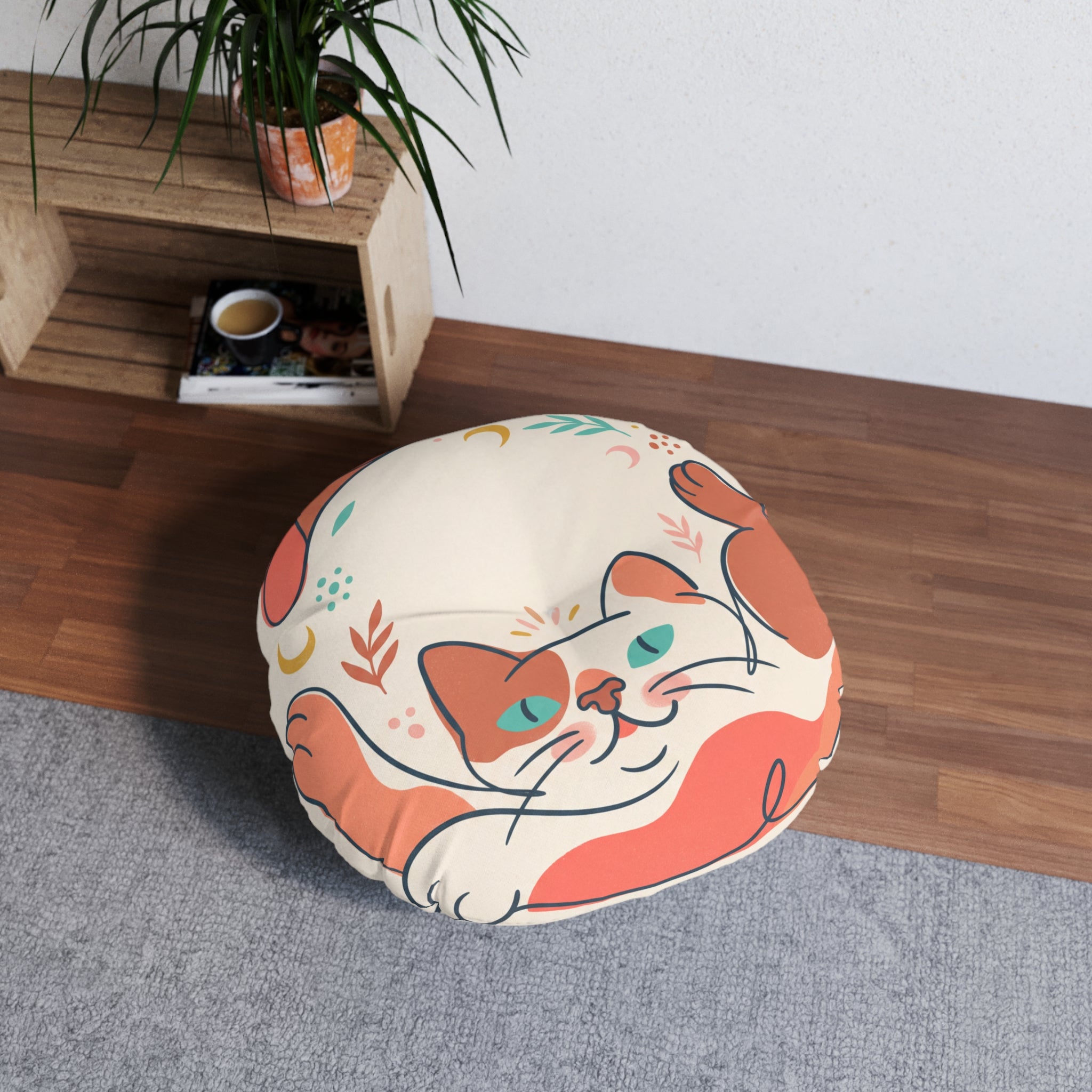 Boho Cat Floor Pillow — Cute Cat Cushion