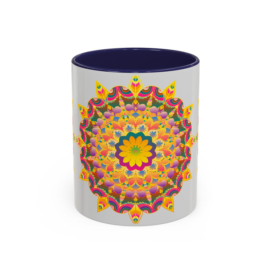 Beautiful handcrafted ceramic mug with vibrant floral mandala design