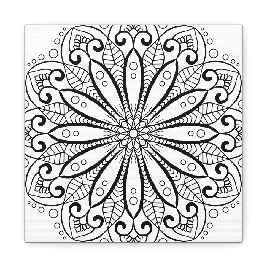 Handmade Mandala Art - Black & White Wall Art - Matte Canvas, Stretched, 125 alt text 1