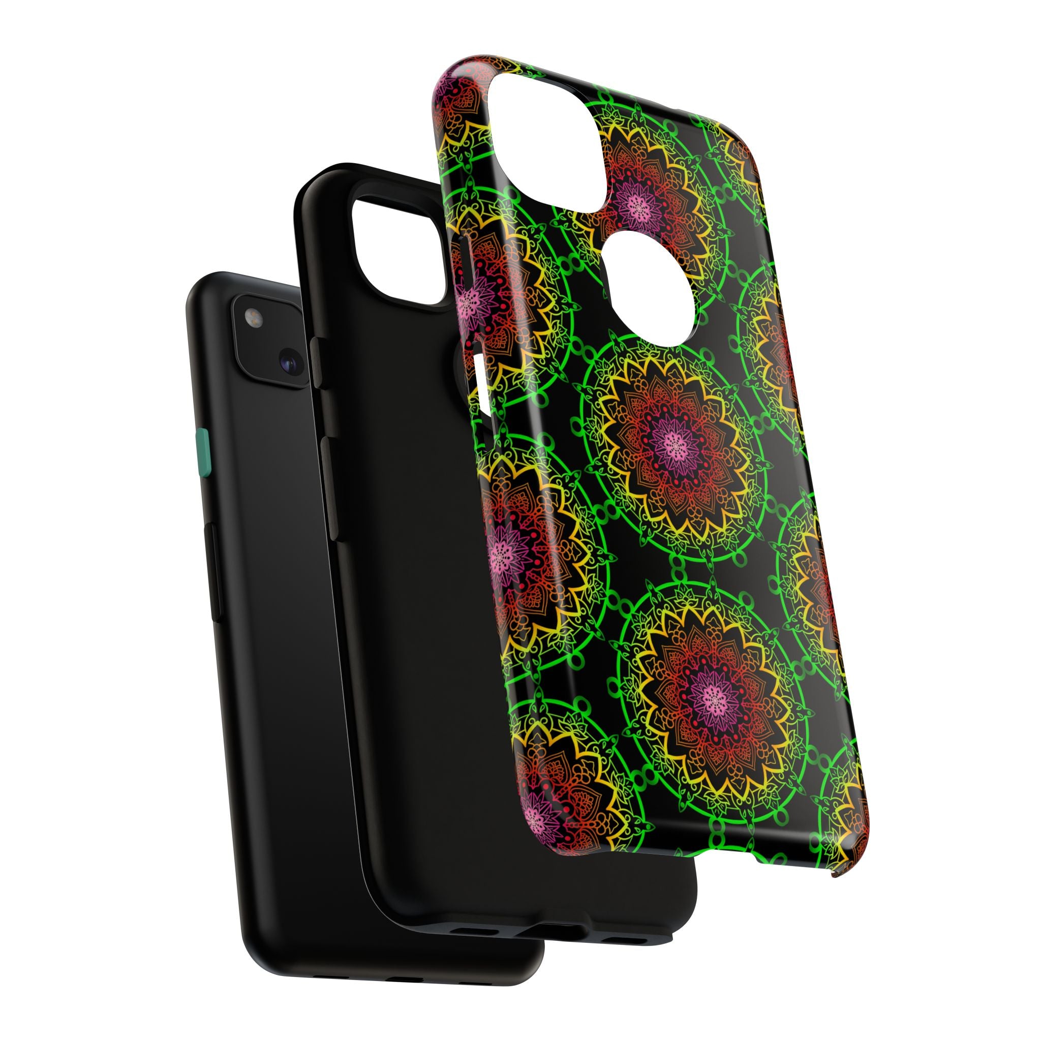 Custodia per telefono con mandala artistica, motivi audaci e stile moderno