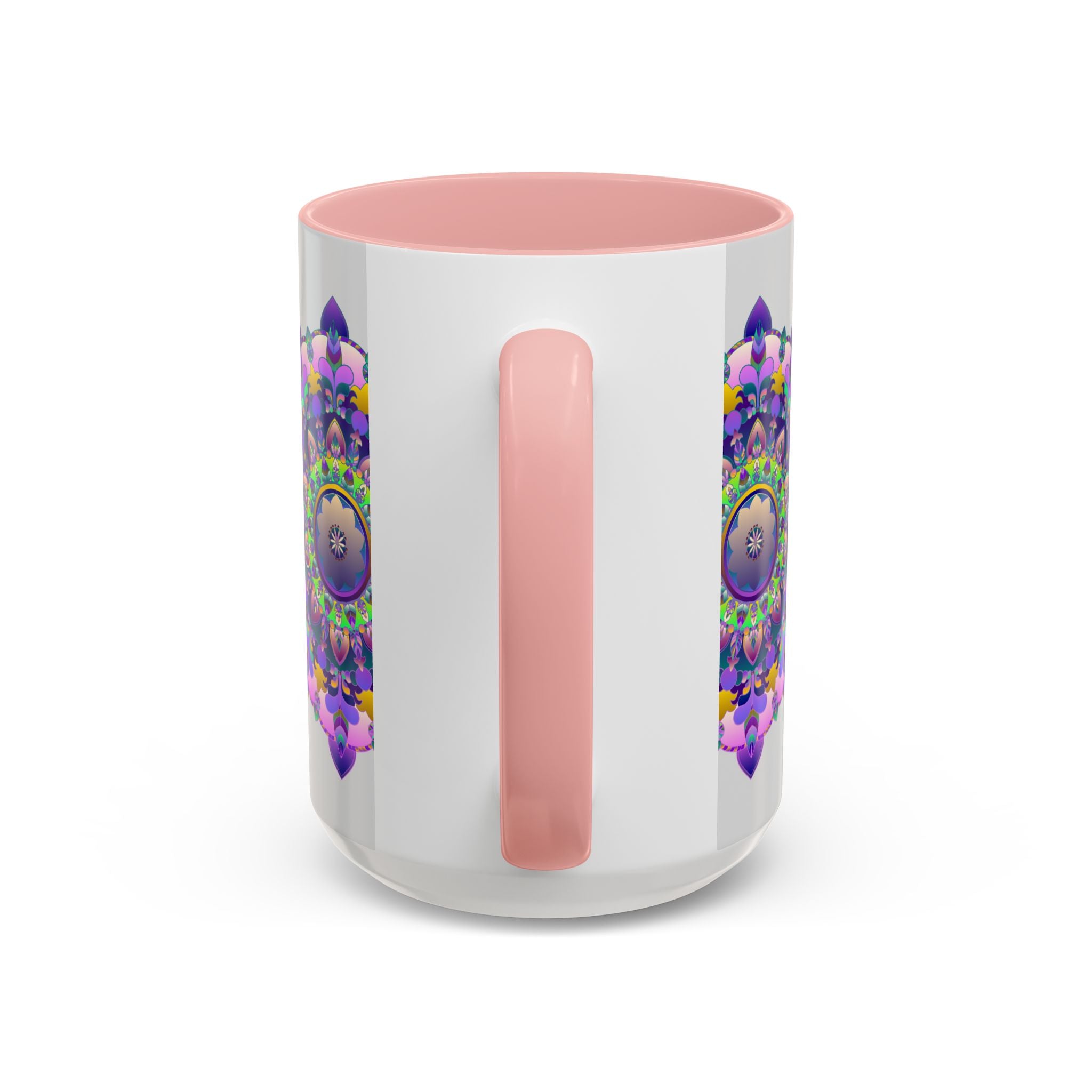 Colorful ceramic mug with a vibrant mandala floral design, perfect for art enthusiasts and flower lovers