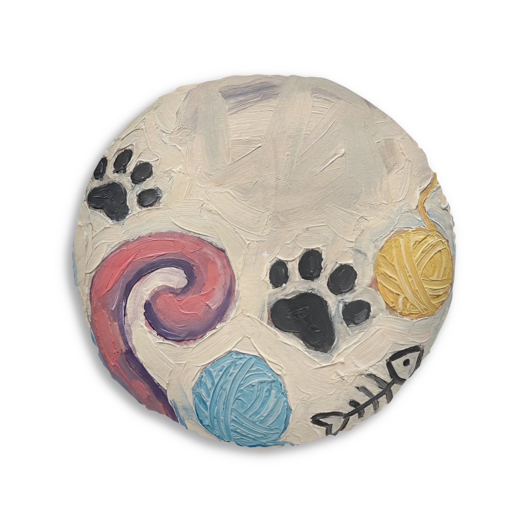 Rundes Bodenkissen mit Katzenmotiv