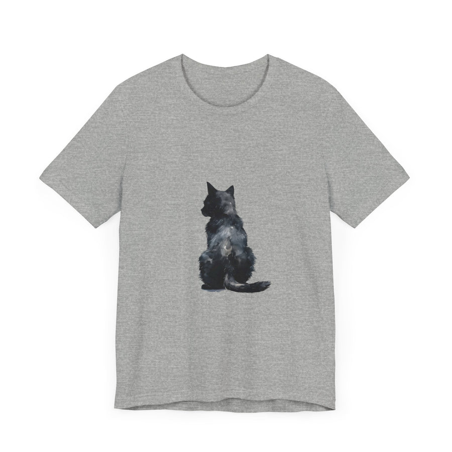 Black Cat Watercolor T-Shirt - Mystical Design on a soft, comfortable black shirt with a stunning watercolor illustration of a mystical black cat