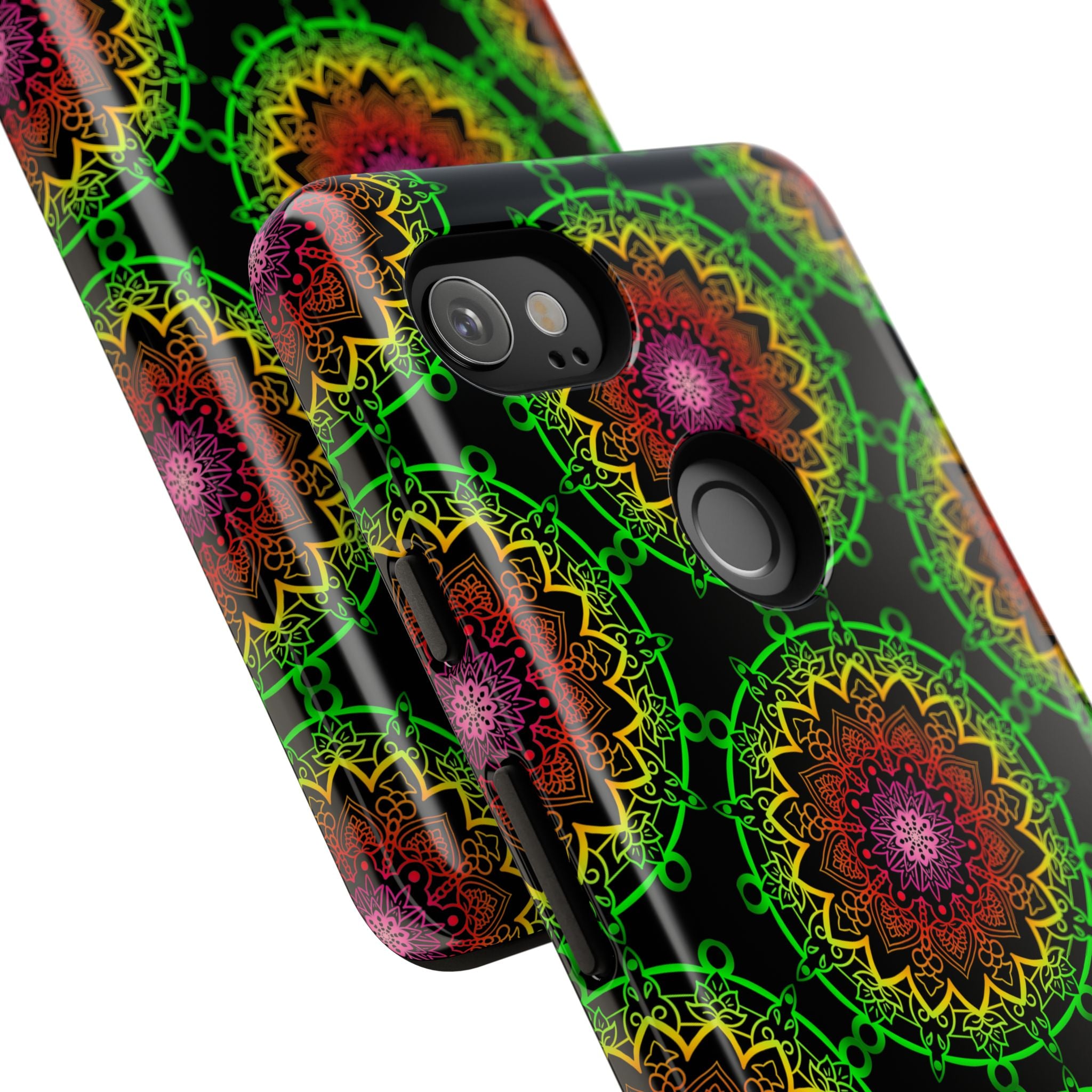 Custodia per telefono con mandala artistica, motivi audaci e stile moderno