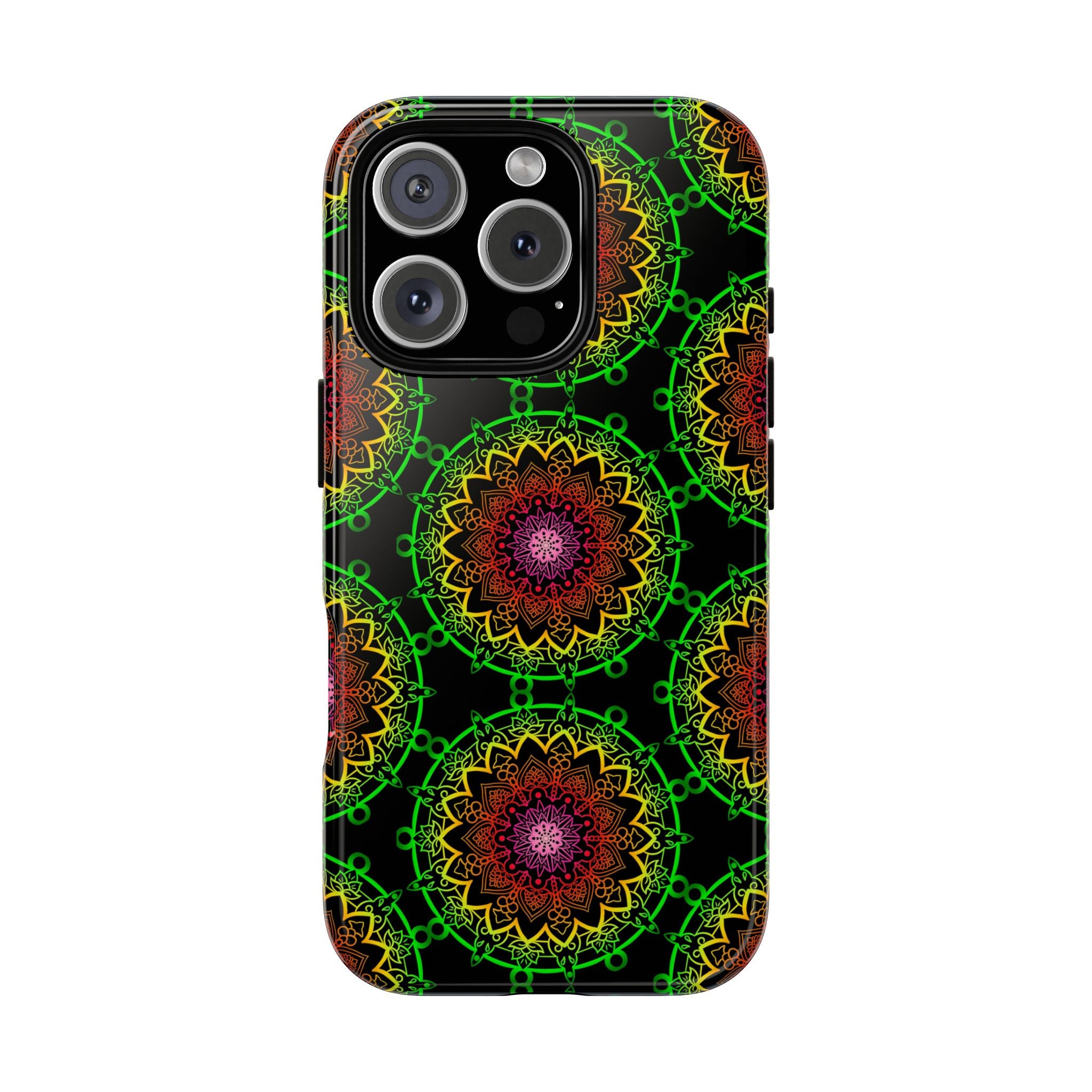 Custodia per telefono con mandala artistica, motivi audaci e stile moderno