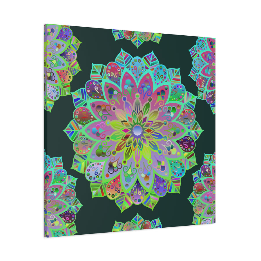 Vibrant Mandala Matte Canvas Wall Art — Colorful Floral Boho Stretched Print