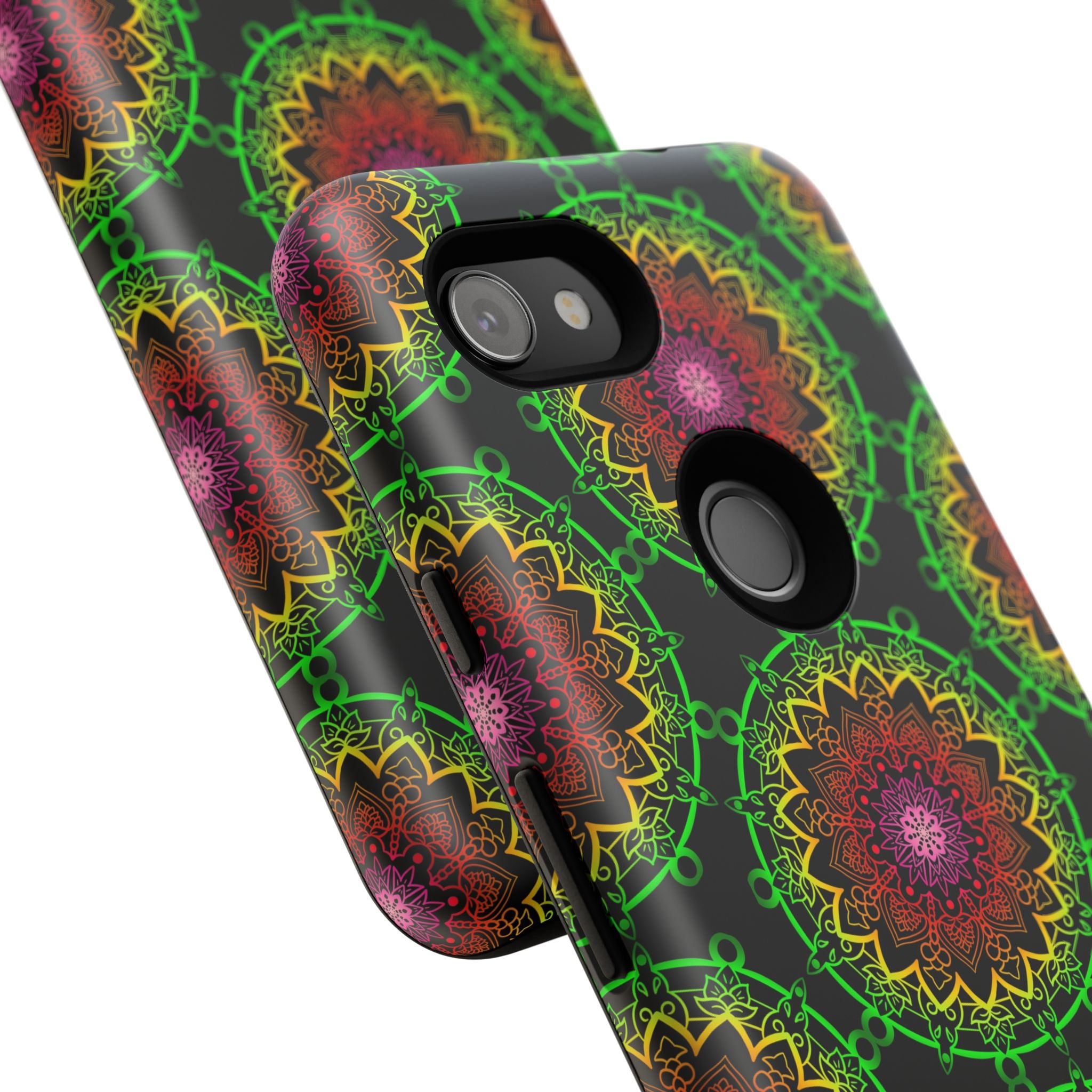 Custodia per telefono con mandala artistica, motivi audaci e stile moderno