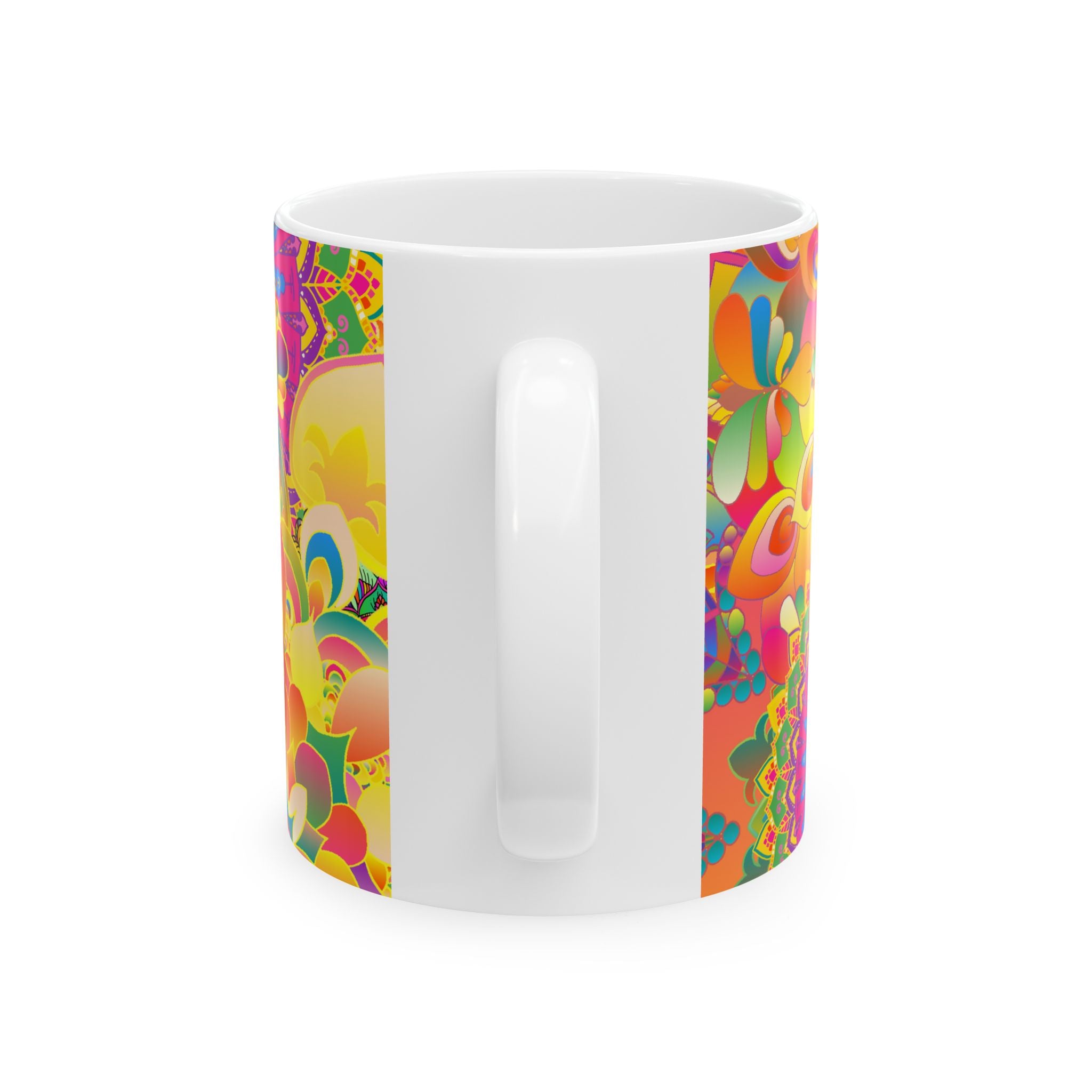 Psychedelic Floral Mandala Ceramic Mug