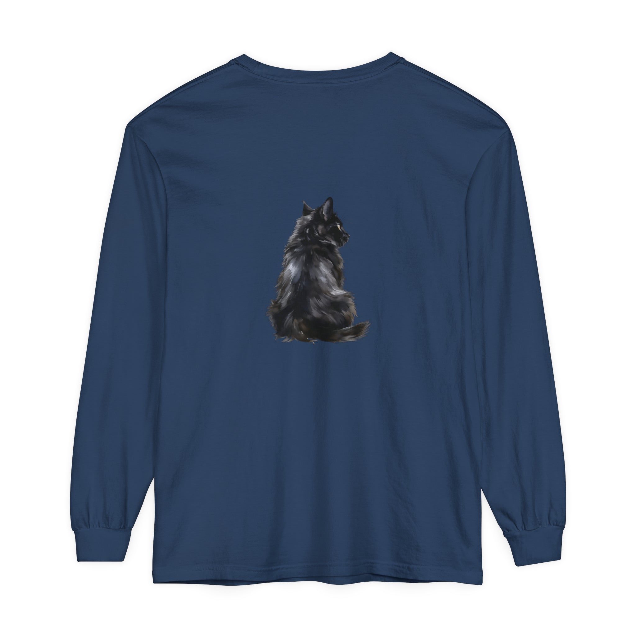 Black Cat Mystique Long Sleeve T-Shirt featuring a mysterious black cat design