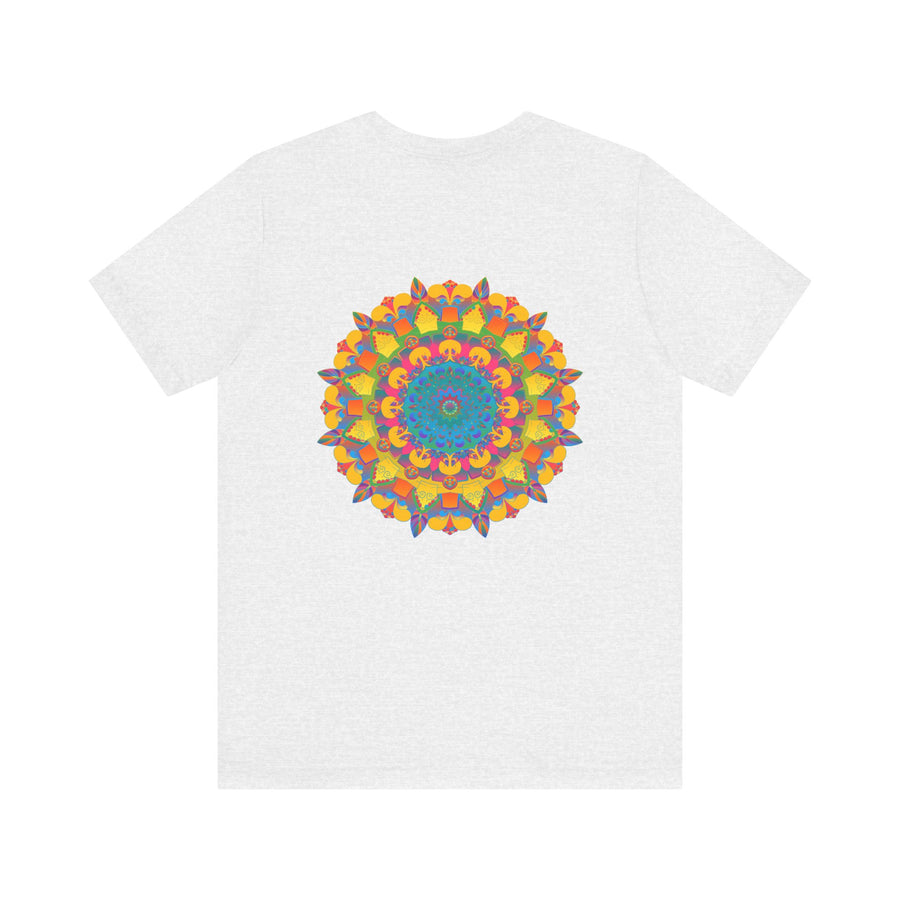 Colorful and intricate Vibrant Mandala T-Shirt with Peace & Harmony design