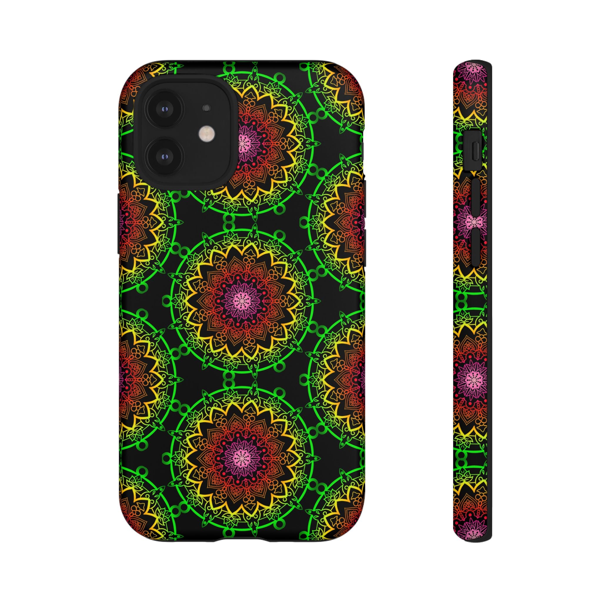 Custodia per telefono con mandala artistica, motivi audaci e stile moderno