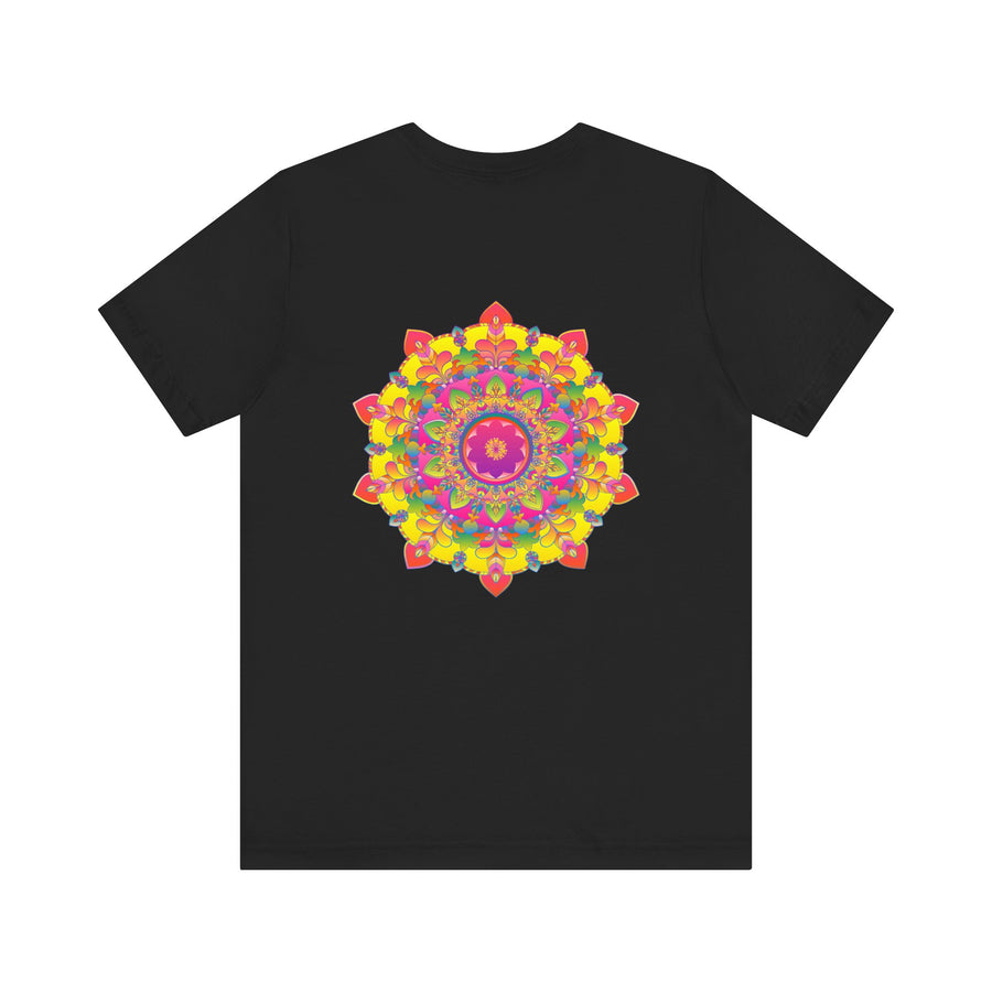Colorful and intricate mandala design tee promoting spiritual peace and harmony