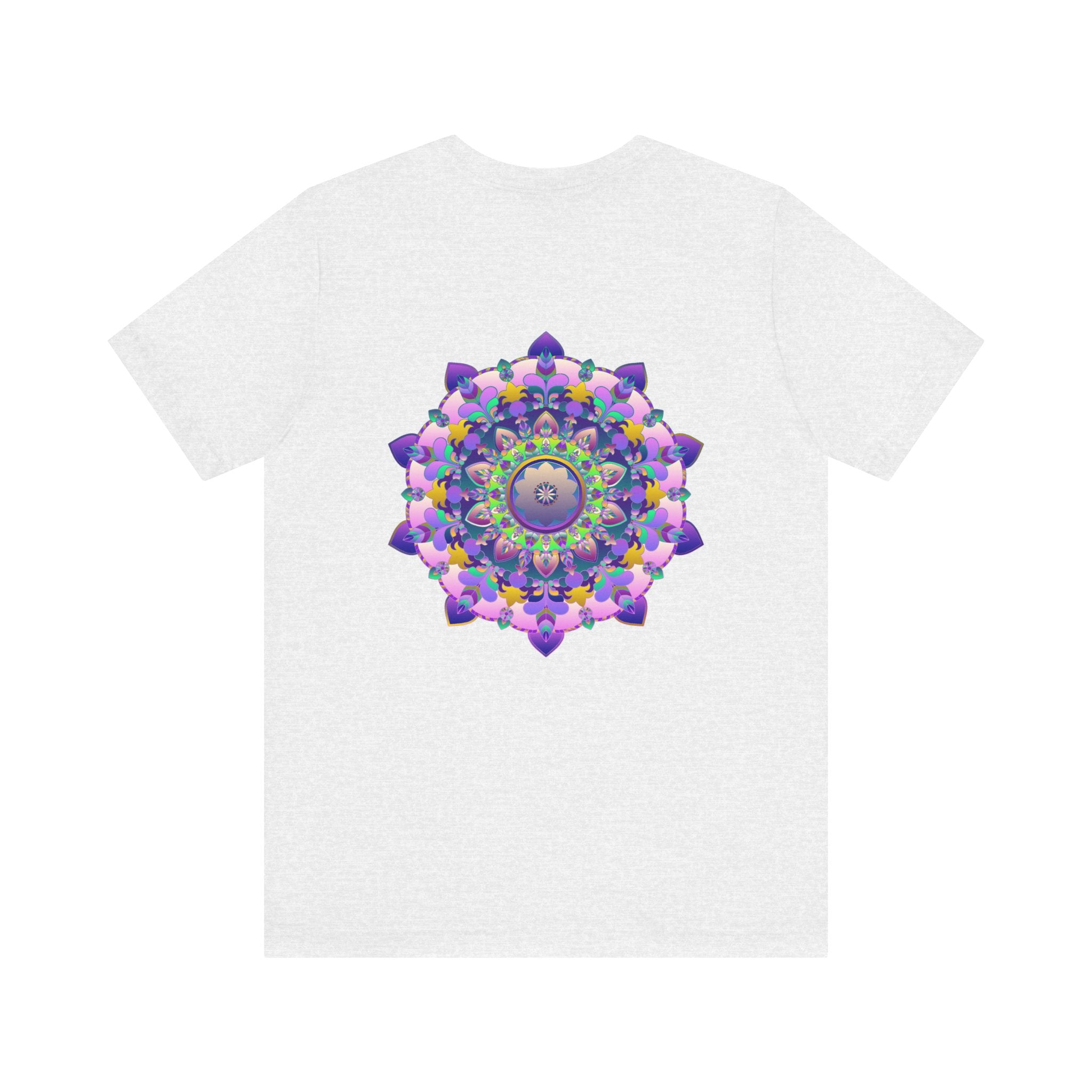 Vibrant mandala t-shirt with colorful, intricate design representing spiritual peace and harmony, perfect for those seeking inner balance and tranquility