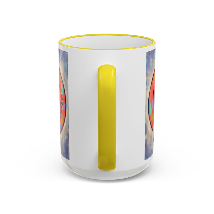 Colorful Paw Print Pet Lover Accent Rim Mug (11oz/15oz)