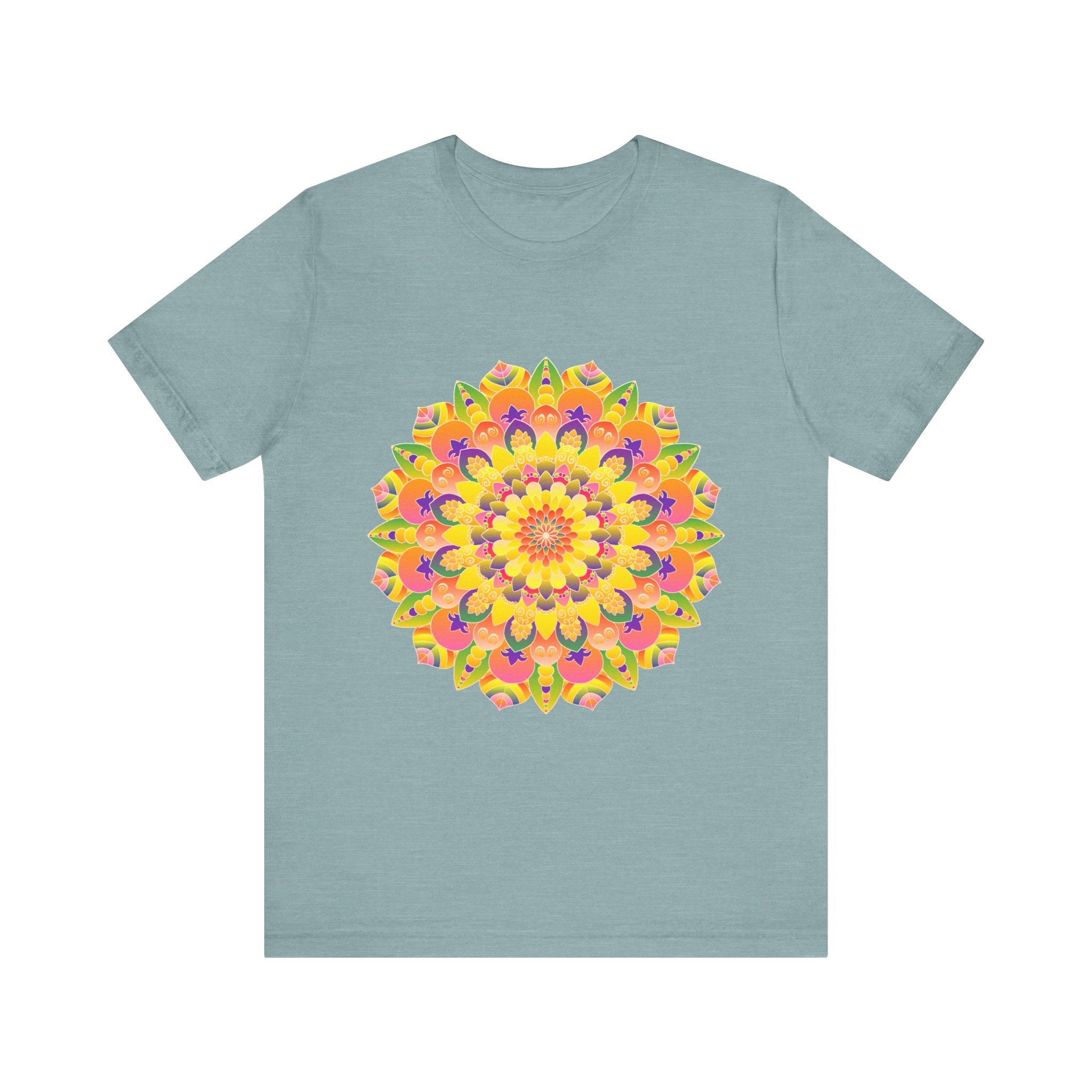 Vibrant Mandala Tee featuring a stunning spiritual art design with intricate patterns and vibrant colors, perfect for those seeking a unique and uplifting fashion statement