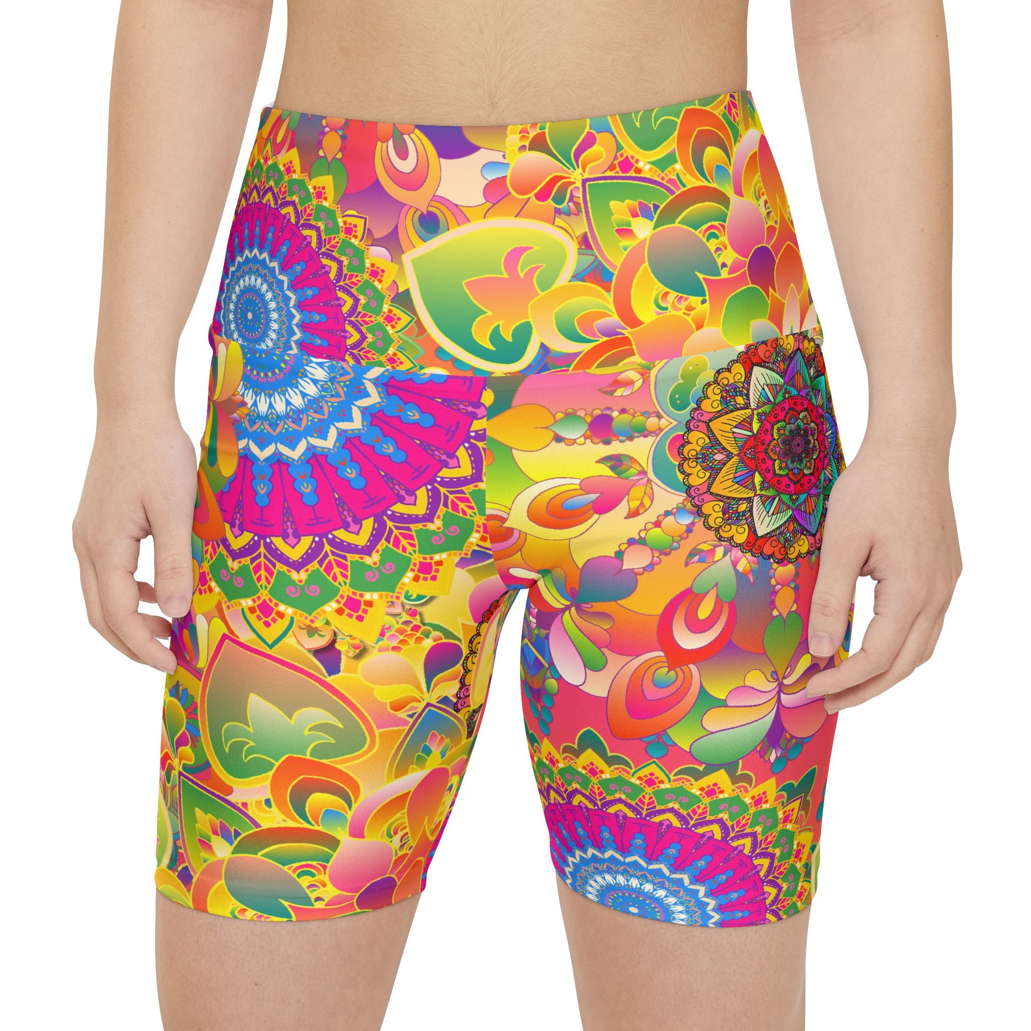 Psychedelic Floral Mandala Workout Shorts