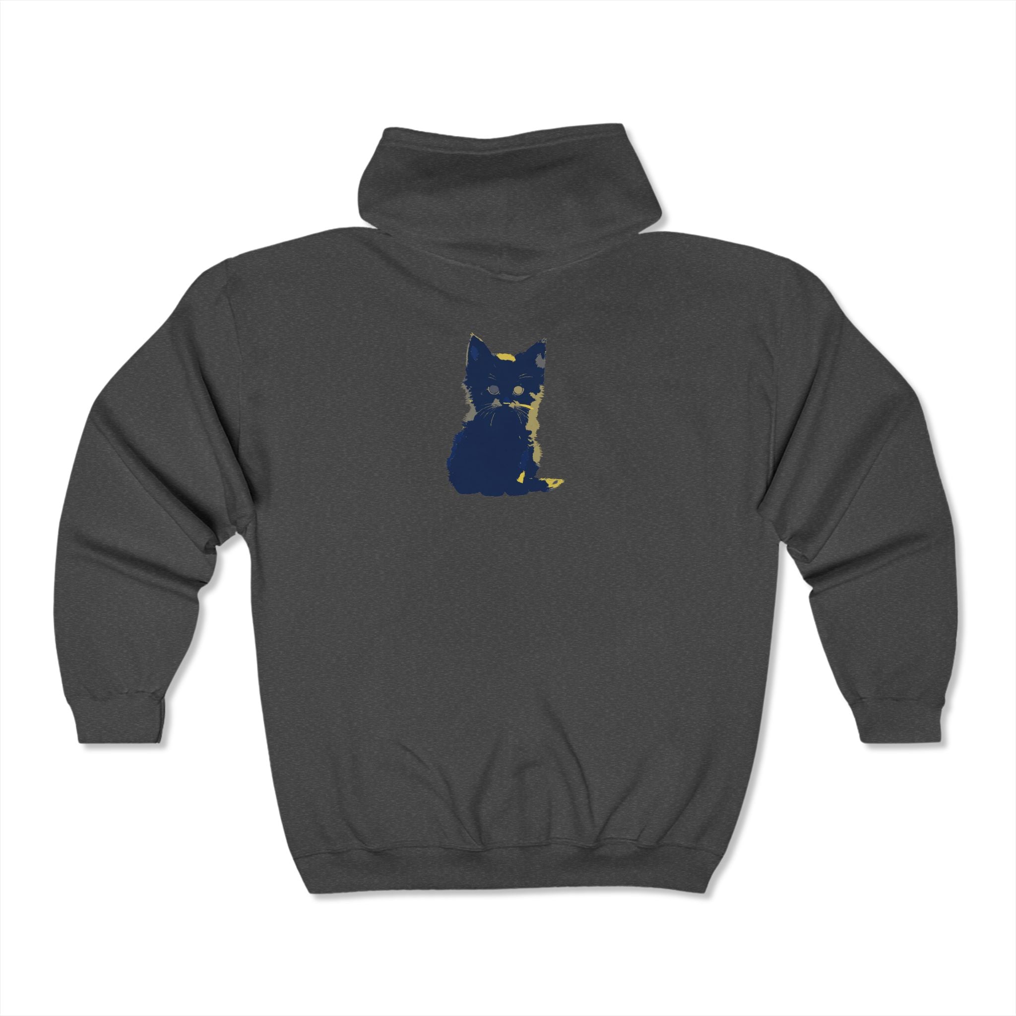 Mystical Blue Cat Watercolor Hoodie styled with jeans for a casual and artistic look
